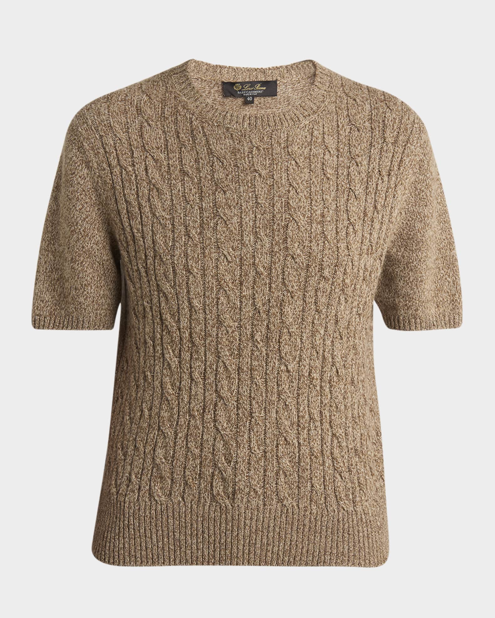 Loro Piana Treccia Cashmere Short-Sleeve Sweater | Neiman Marcus