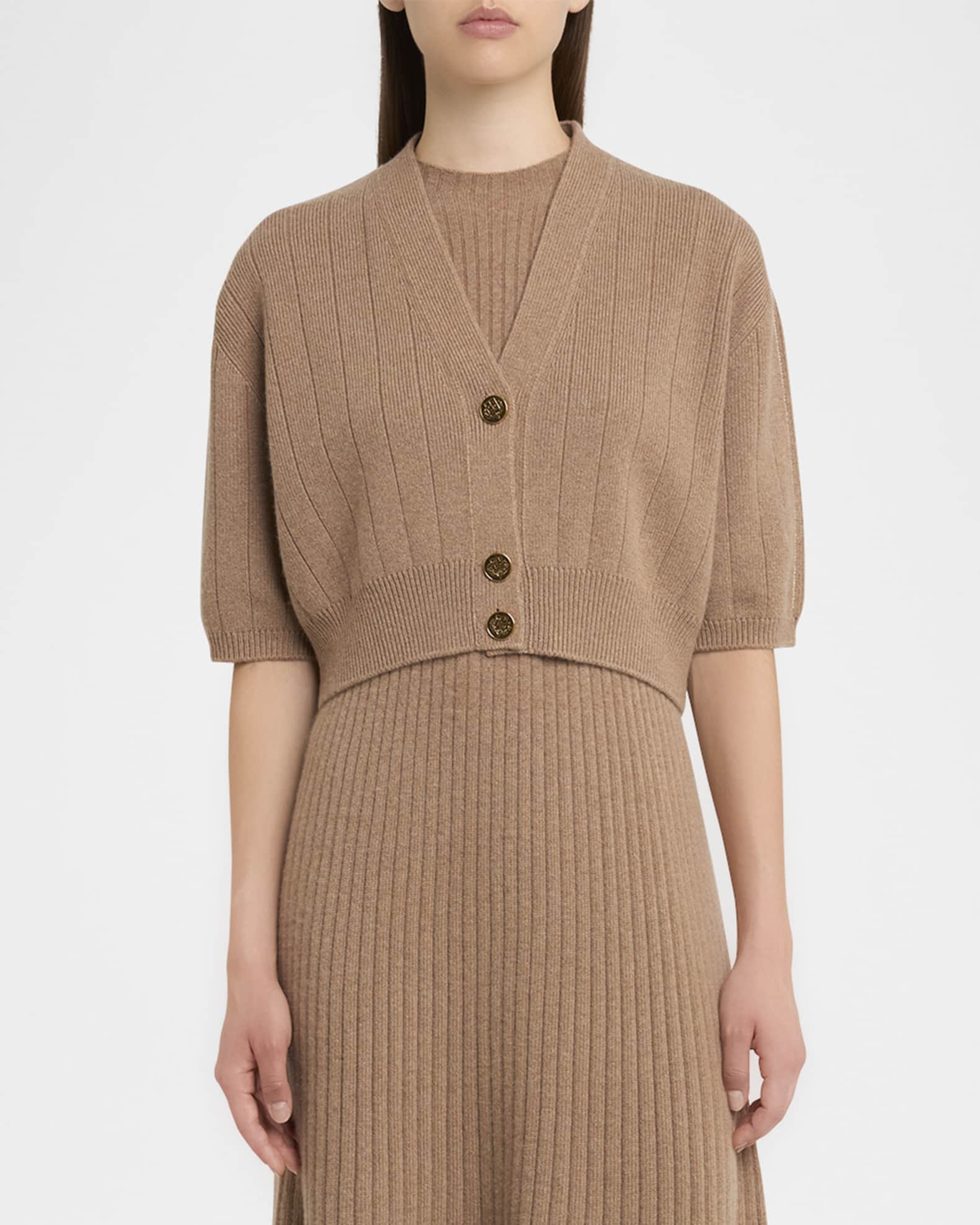 Loro Piana Cervatto Short-Sleeve Baby Cashmere Cardigan