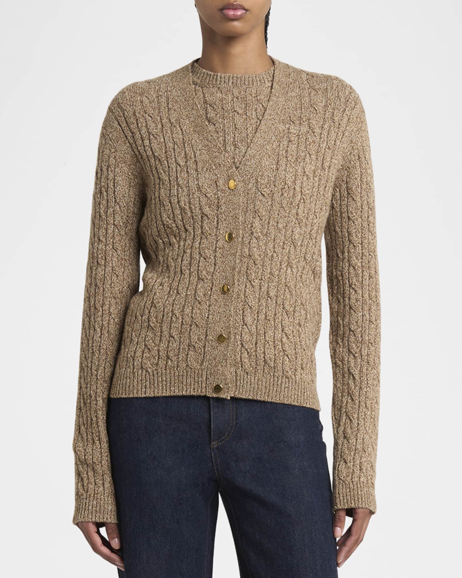 Loro Piana Baby Cashmere Cable Knit Cardigan | Neiman Marcus