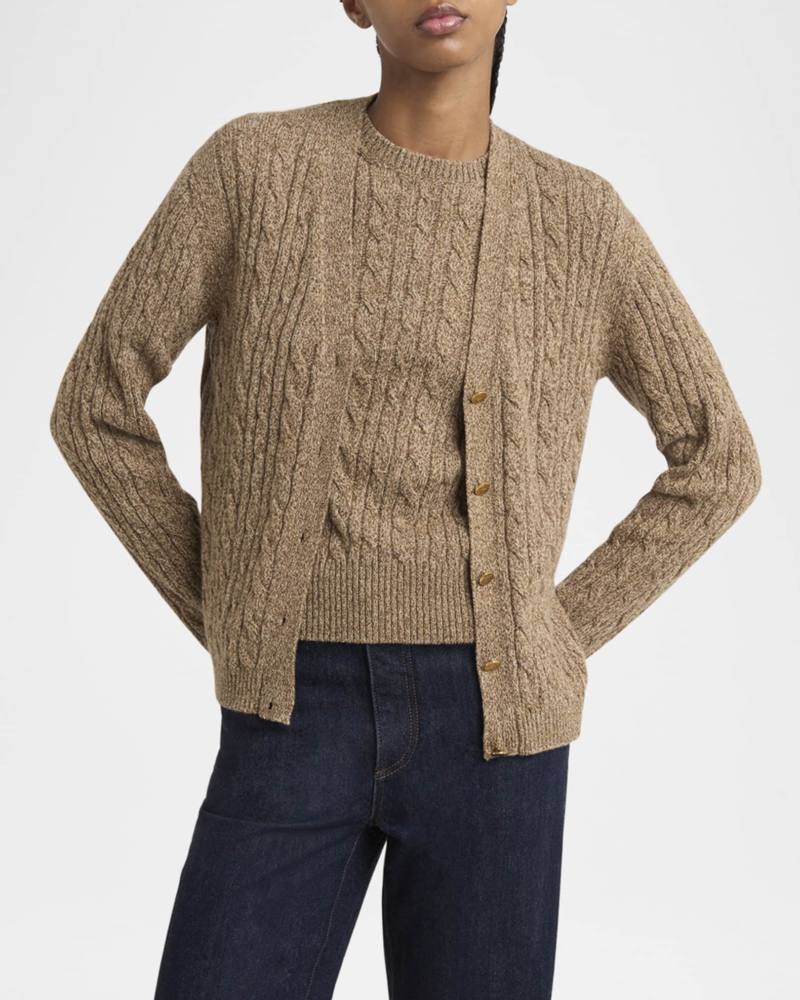 Loro Piana Baby Cashmere Cable Knit Cardigan | Neiman Marcus