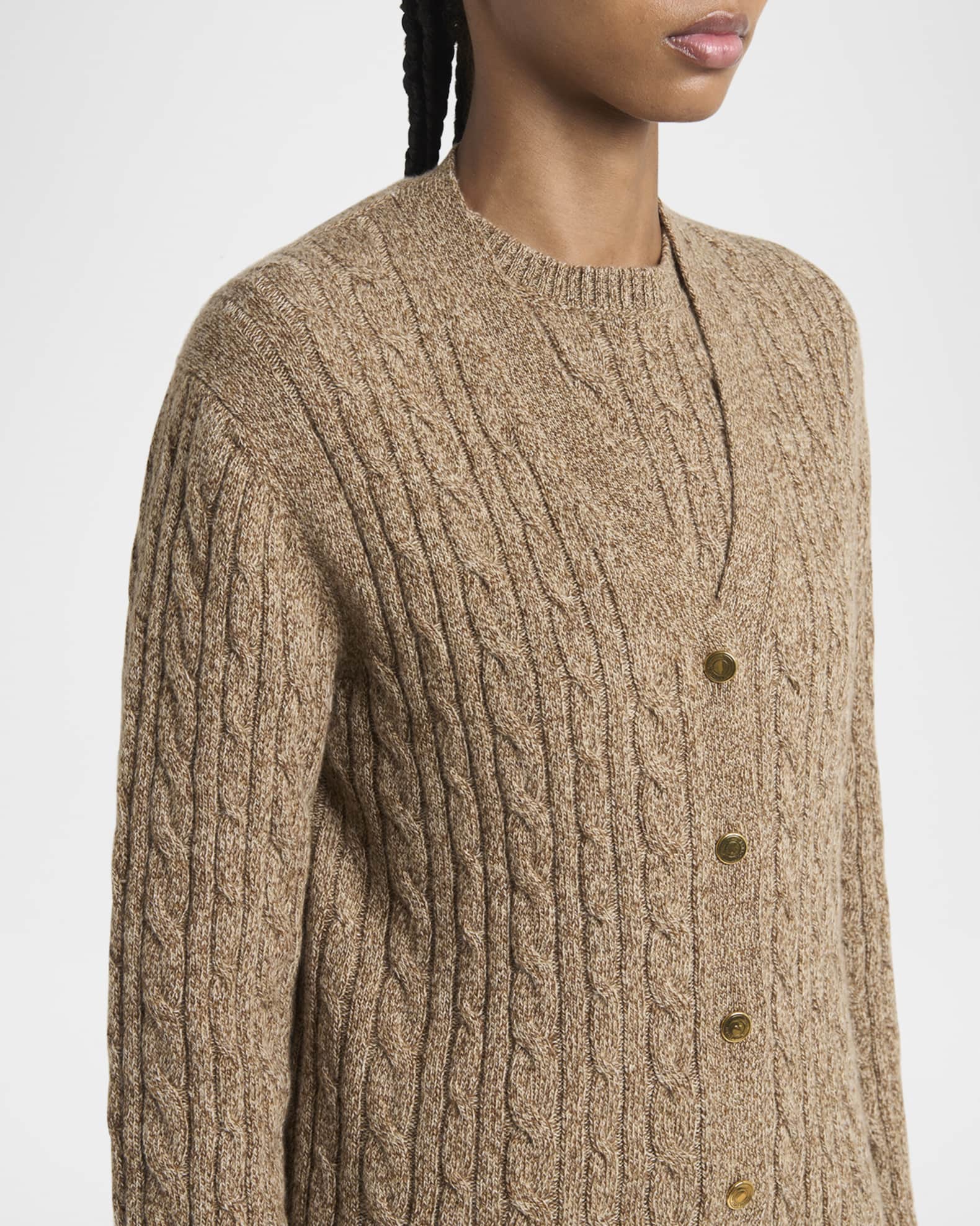 Loro Piana Baby Cashmere Cable Knit Cardigan | Neiman Marcus