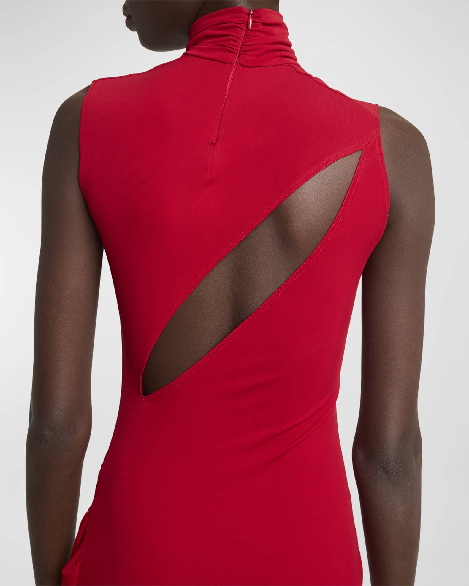 CASABLANCA Ruched Column Dress with Side Sash Neiman Marcus