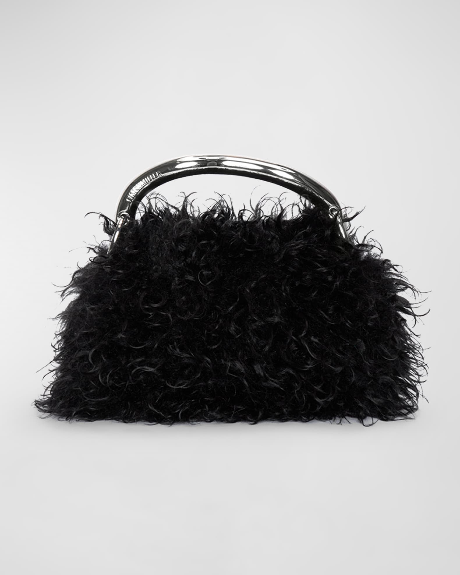 Faux Fur Top Handle Clutch Bag