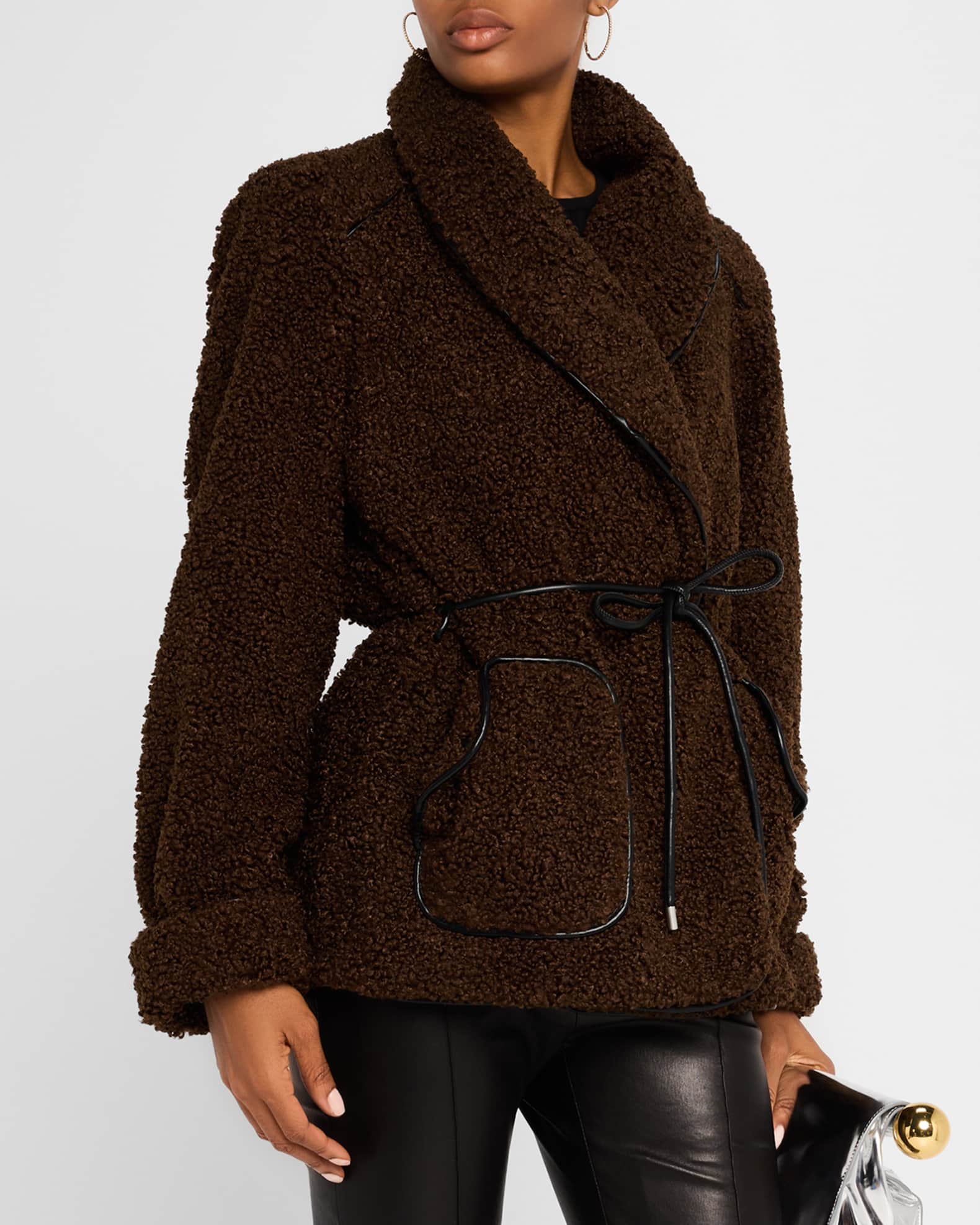 ◆SIMKHAI◆Kimia Faux Fur Tie Waist Jacket◆ SIMKHAI Kimia Faux Fur Tie Waist Jacket | Neiman Marcus