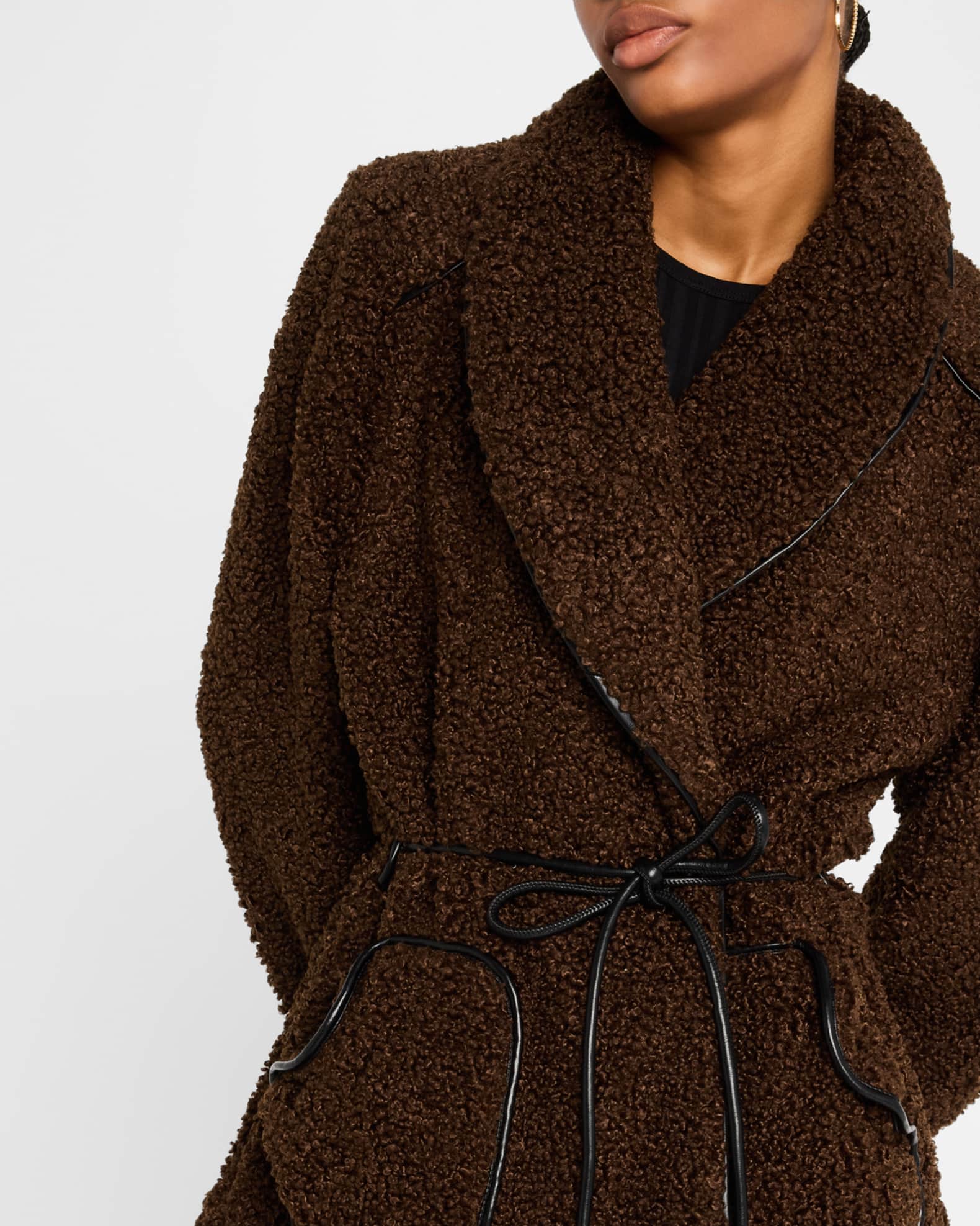 faux fur tie waist coat