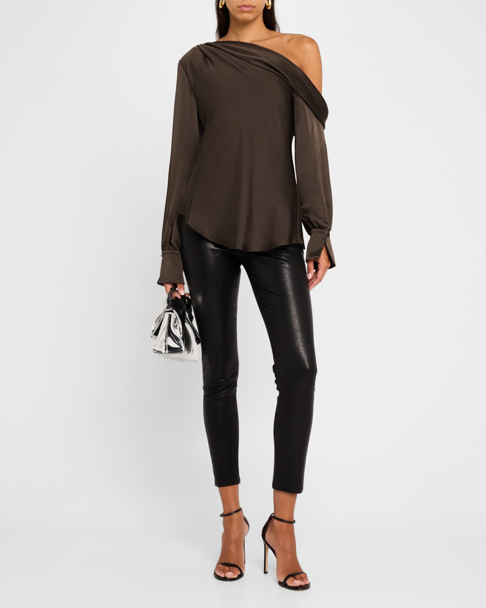 SIMKHAI Alice Satin One-Shoulder Top | Neiman Marcus