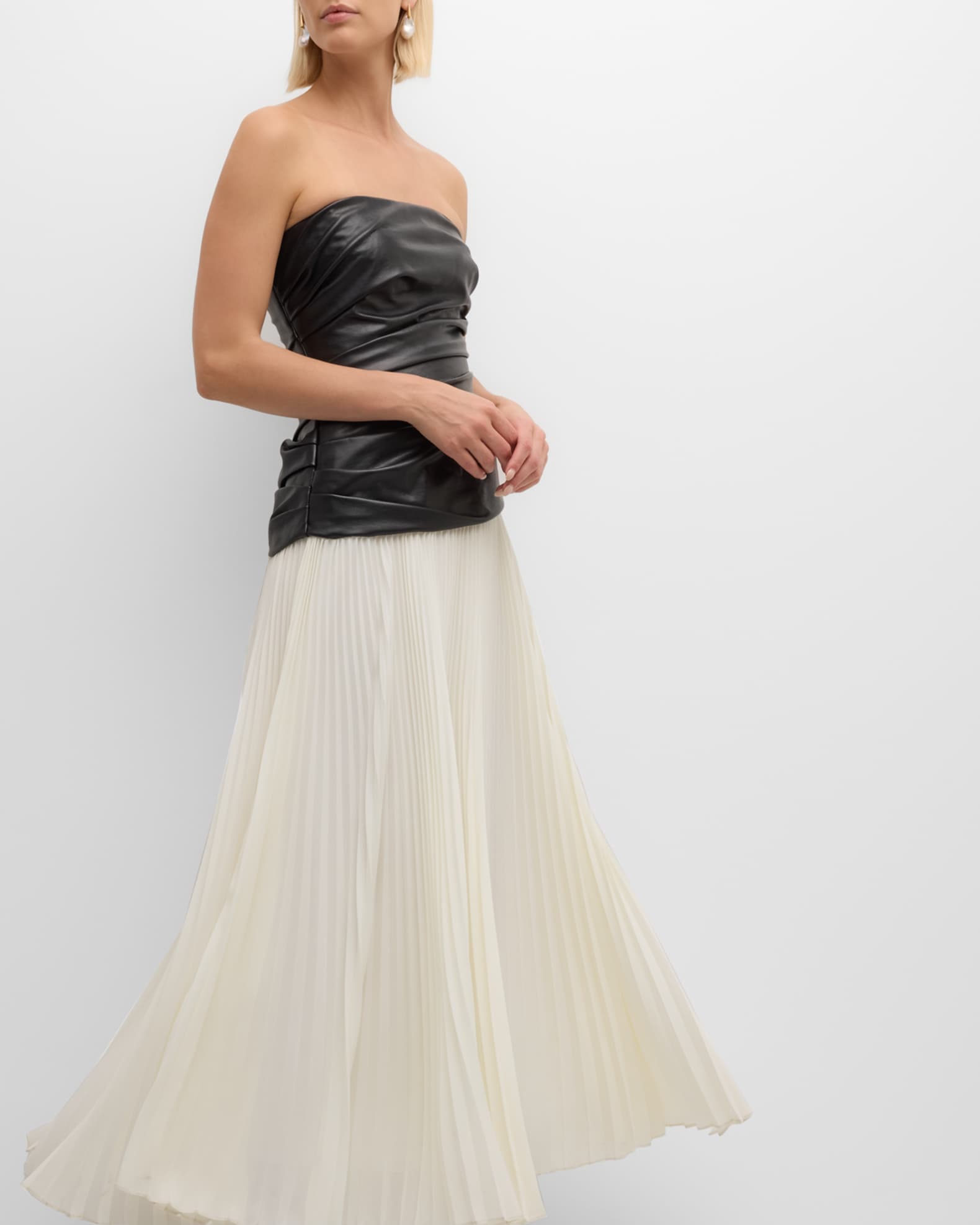 Arie Strapless Bustier Combo Midi Dress