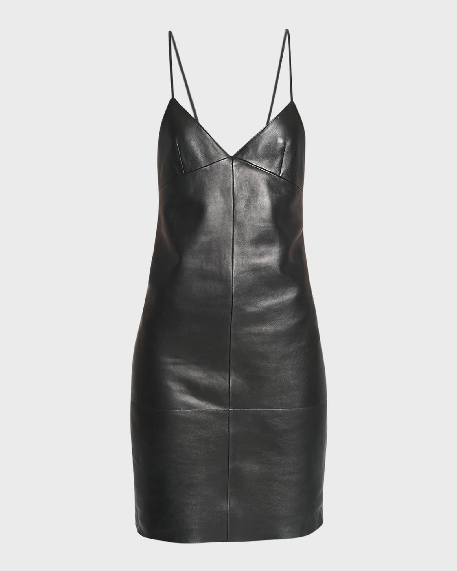 Saint Laurent Sleeveless Leather Backless Dress Neiman Marcus