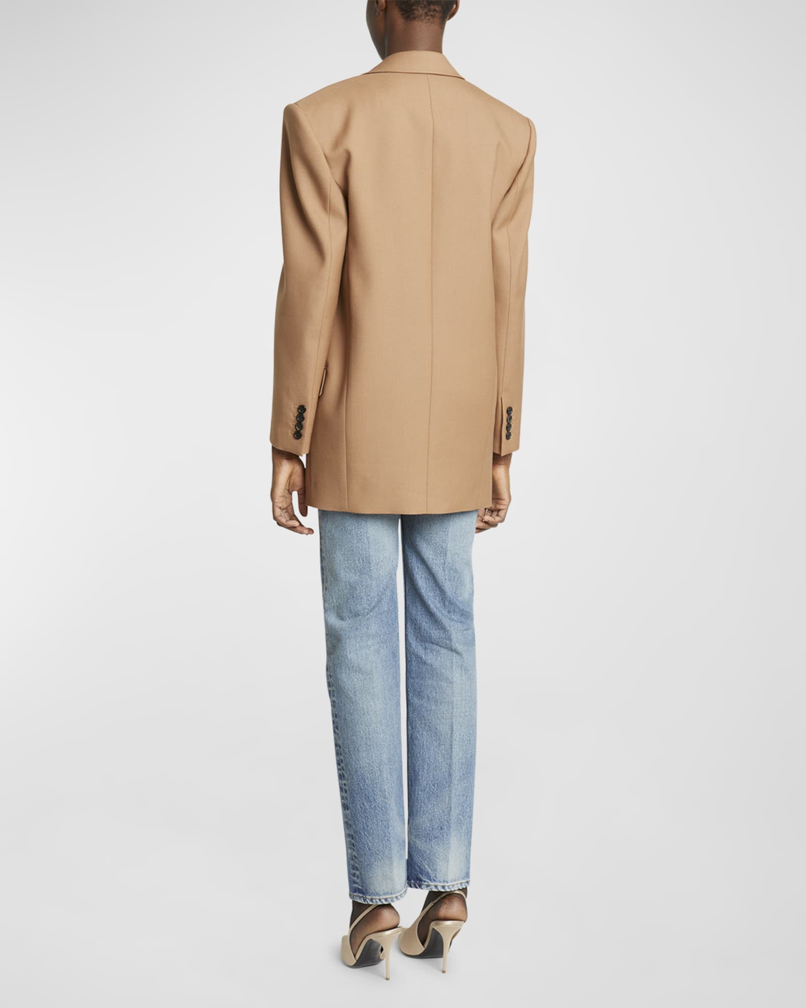 Saint Laurent Double-Breasted Oversize Wool Blazer Jacket