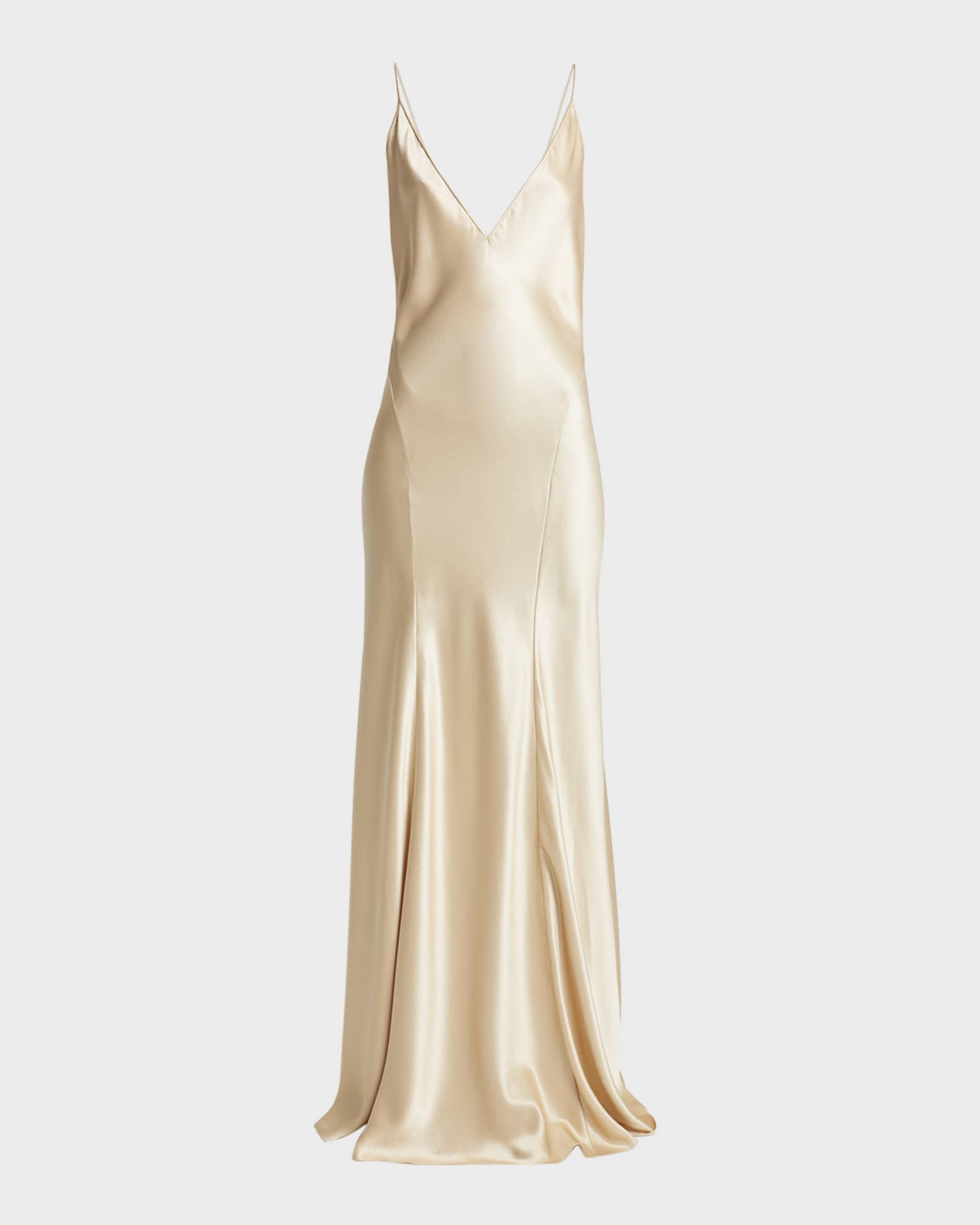 Saint Laurent Satin Drop Waist Gown