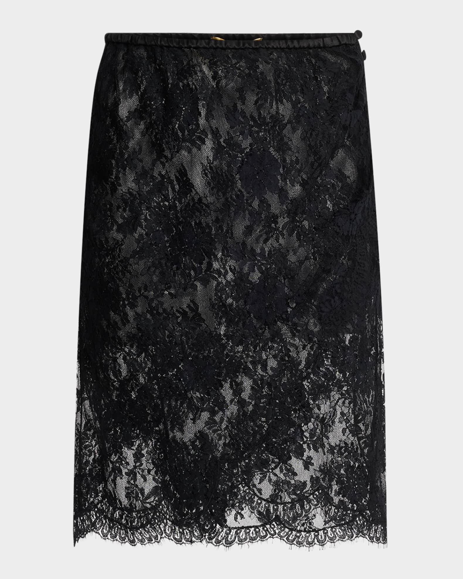 Saint Laurent Lace Wrap Skirt | Neiman Marcus