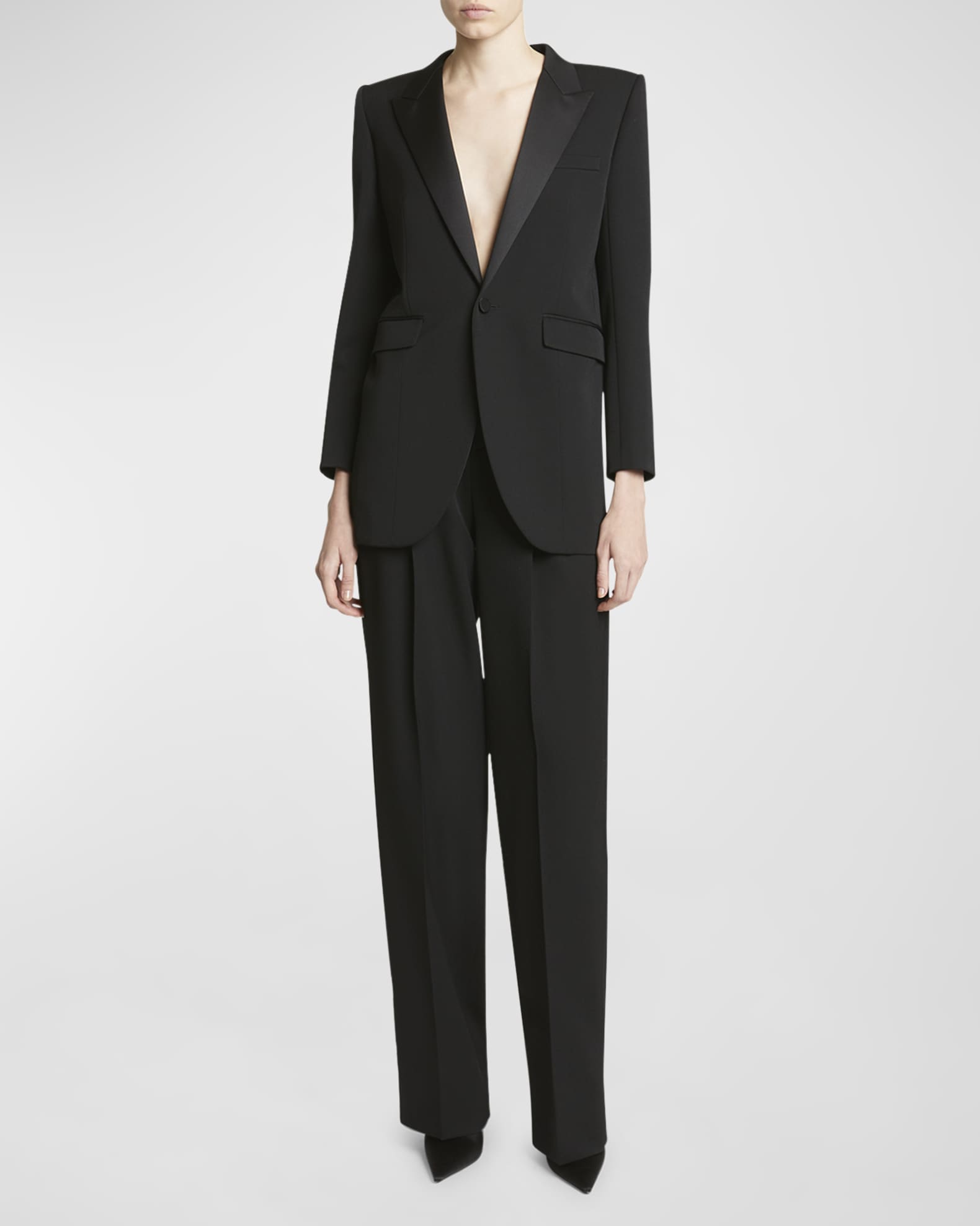 High-Rise Pleated Straight-Leg Pants