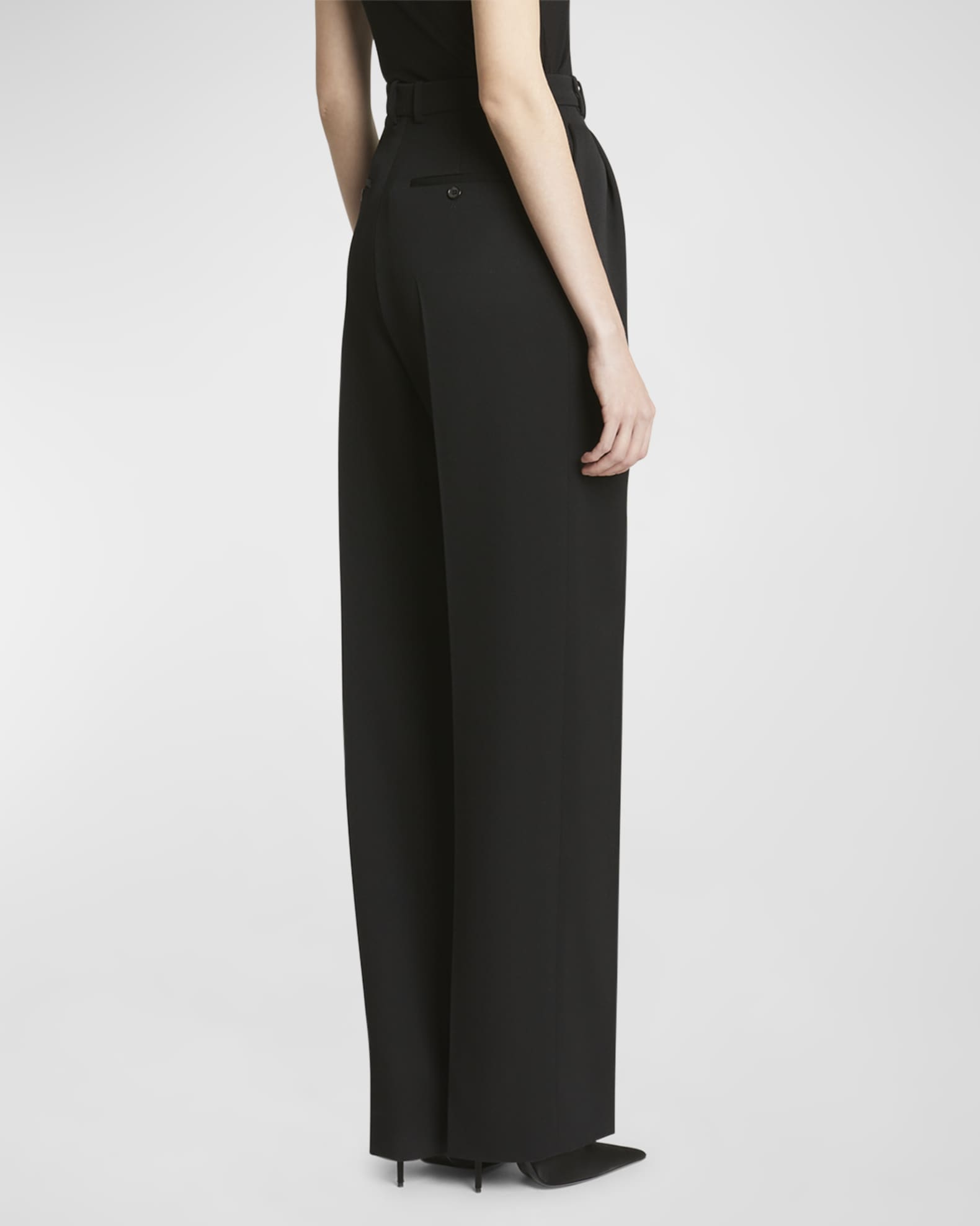 High-Rise Pleated Straight-Leg Pants