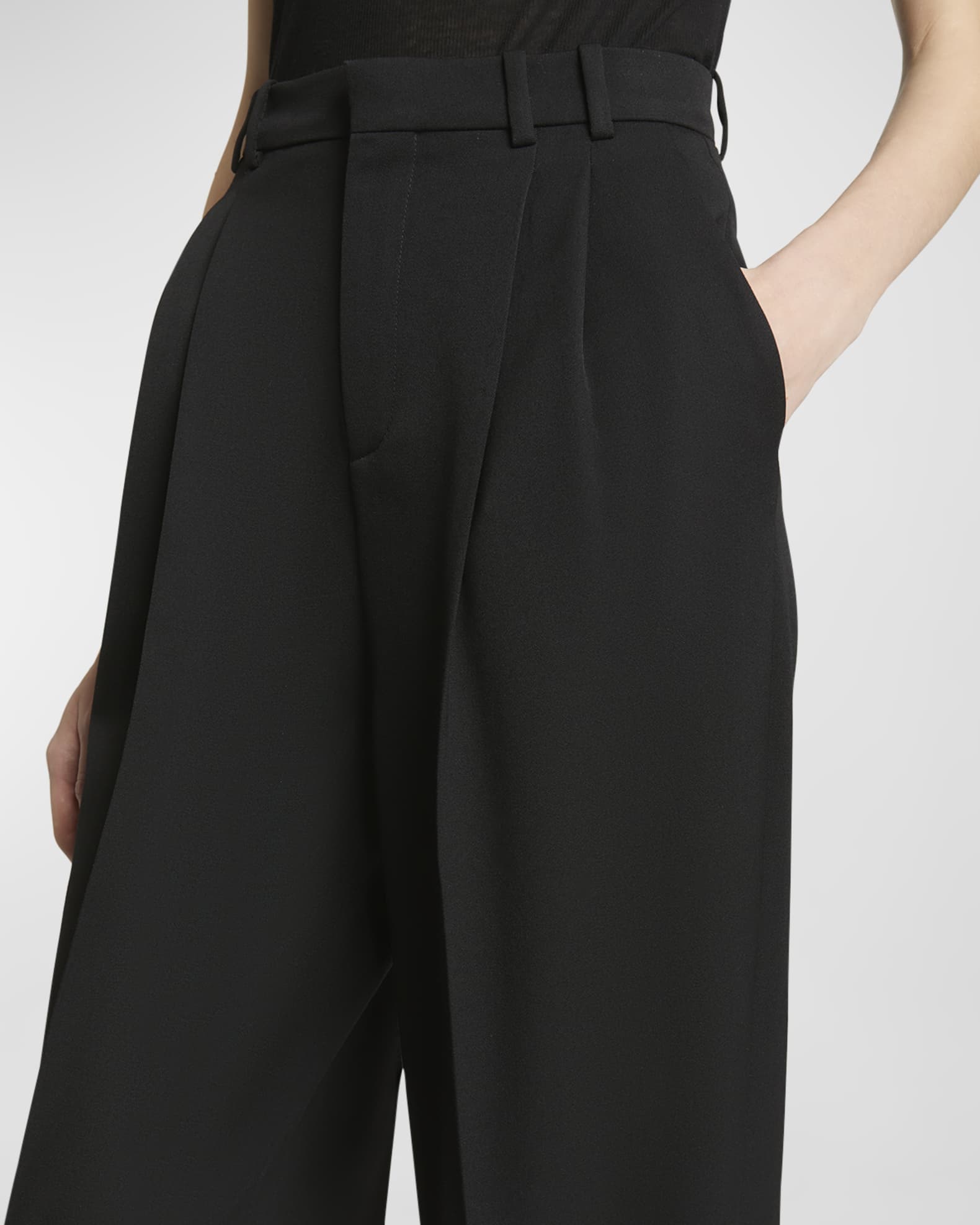 Saint Laurent High-Rise Pleated Straight-Leg Pants | Neiman Saint Laurent High-Rise Pleated Straight-Leg Pants | Neiman