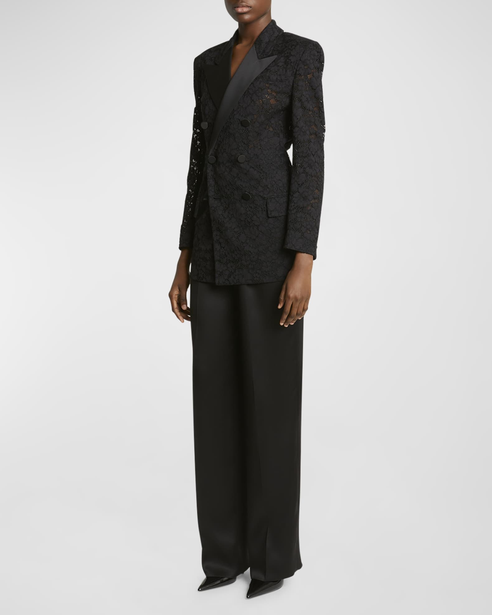 素敵でユニークな Lace Double-Breasted Laurent Saint Tuxedo Marcus Neiman | Blazer スーツ