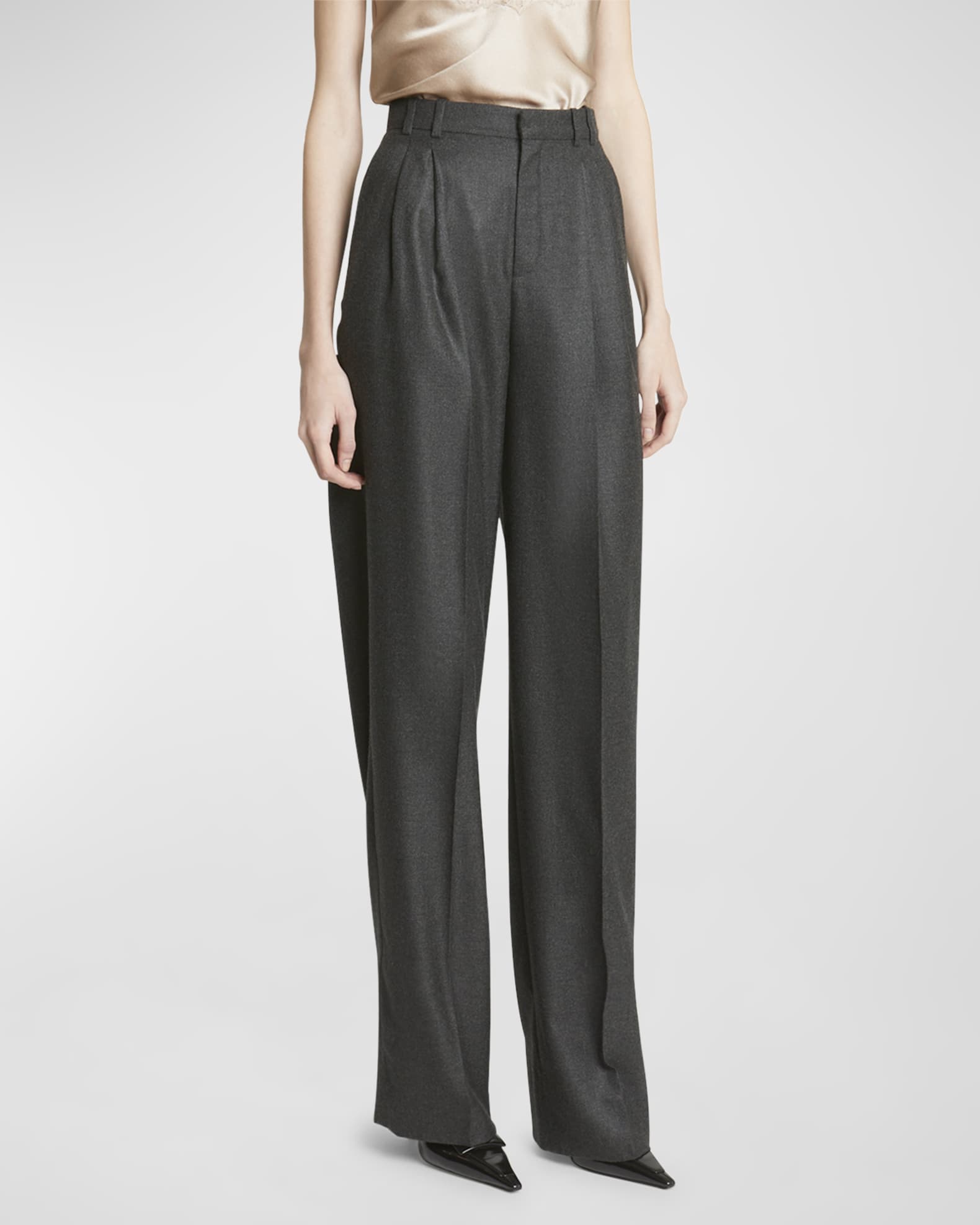 Wide-Leg Tailored Pants with Pleating 1