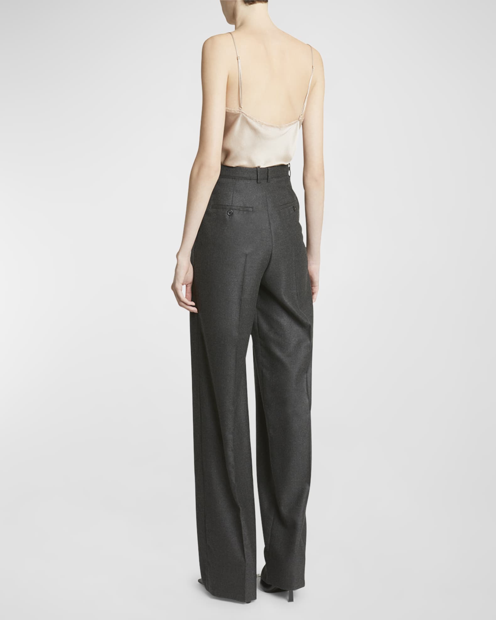 商品画像：Saint Laurent High-Rise Belted Straight-Leg Satin Cargo 3