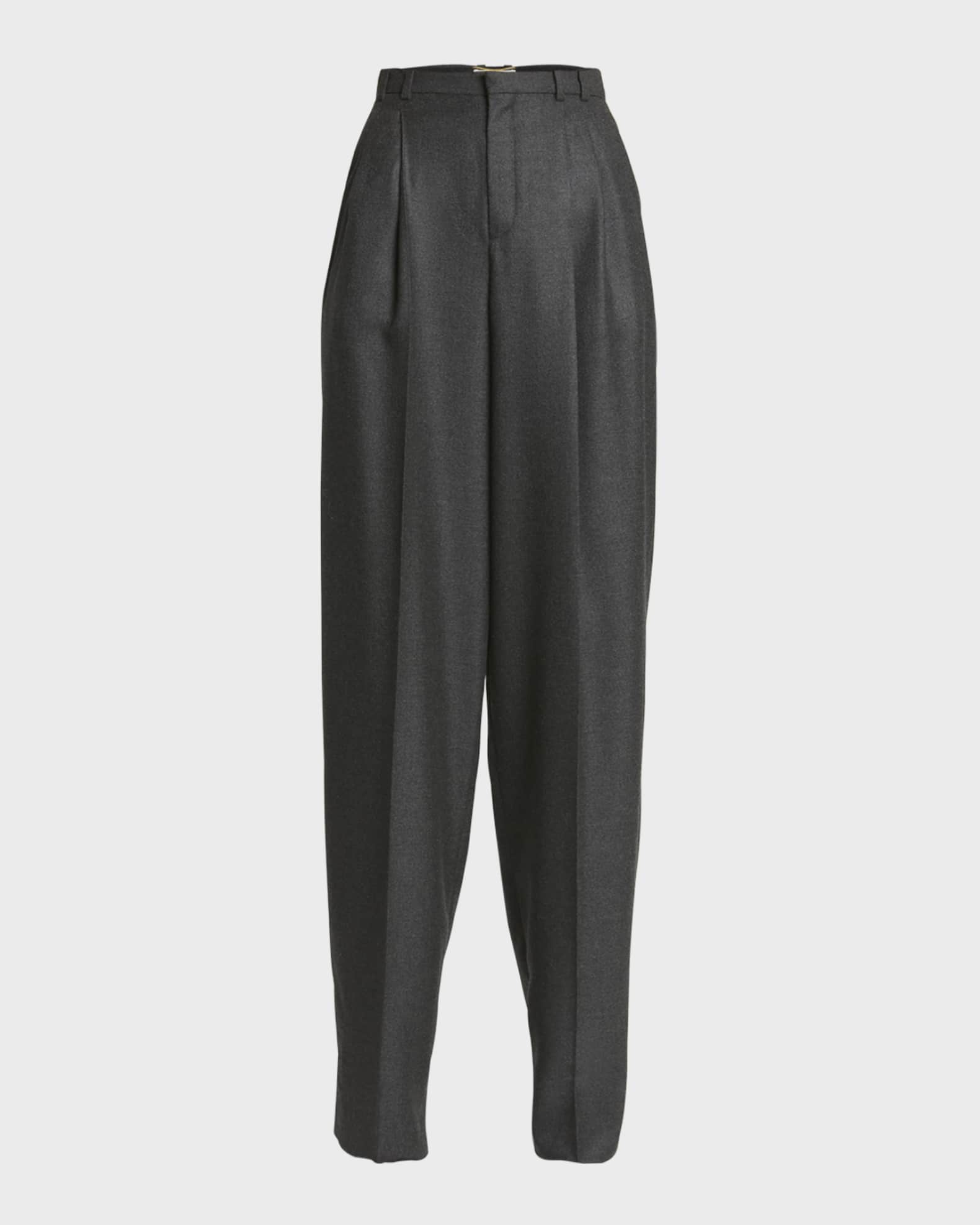 商品画像：Saint Laurent High-Rise Belted Straight-Leg Satin Cargo 4