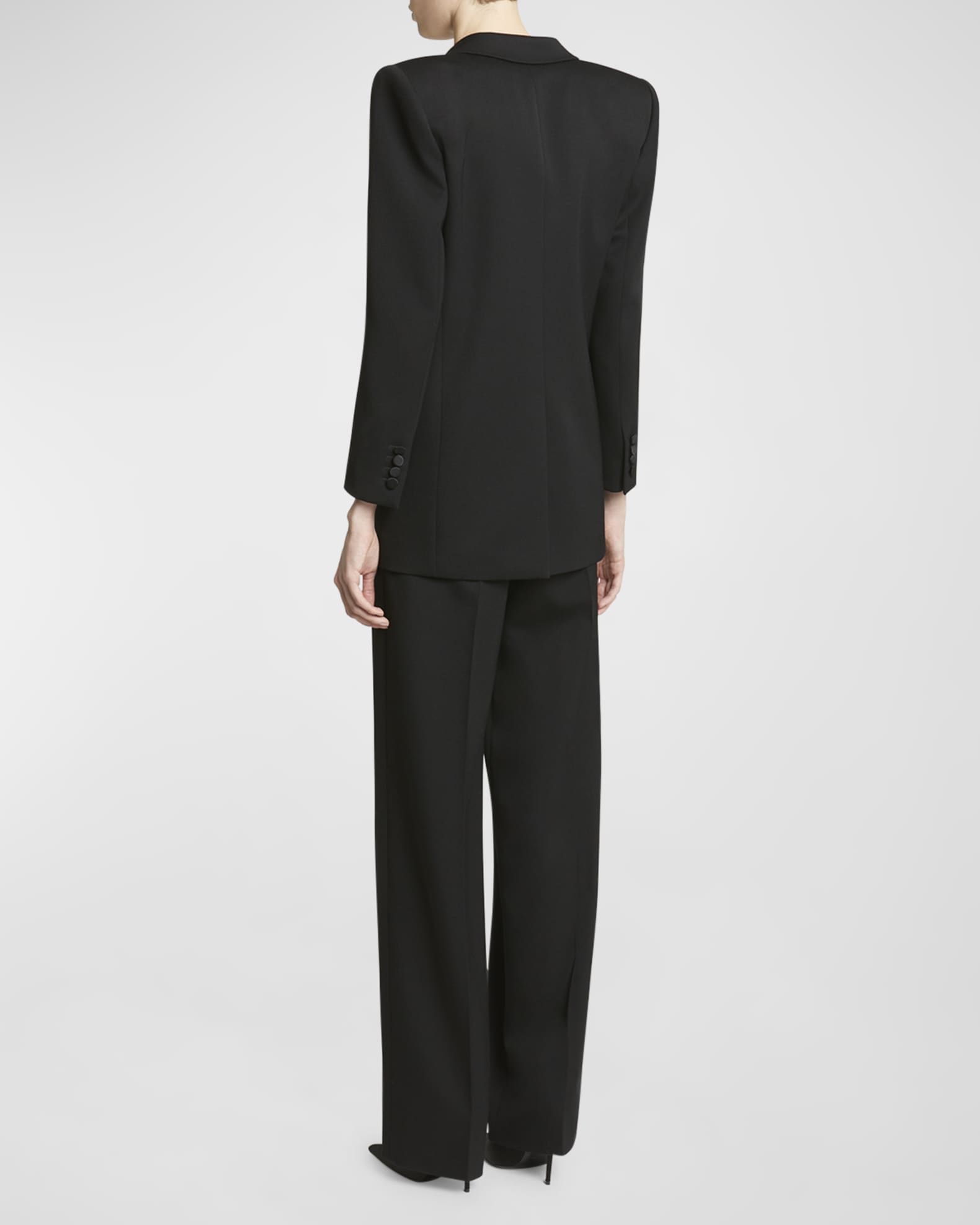 ジャケット Saint Laurent Black Satin Blazer Saint Laurent Blazer in Noir | FWRD