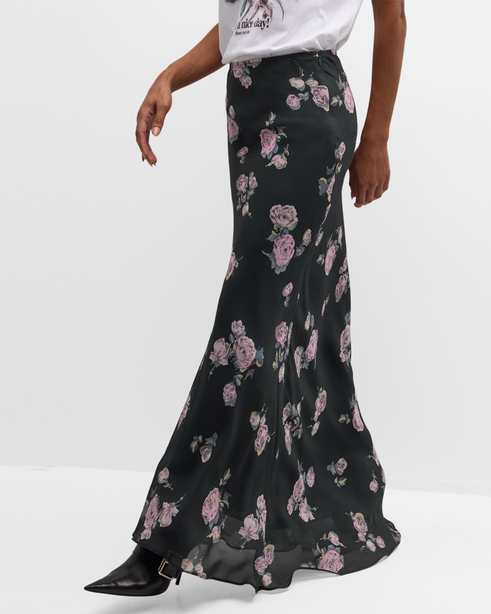Ganni Floral Crepe Maxi Skirt Neiman Marcus