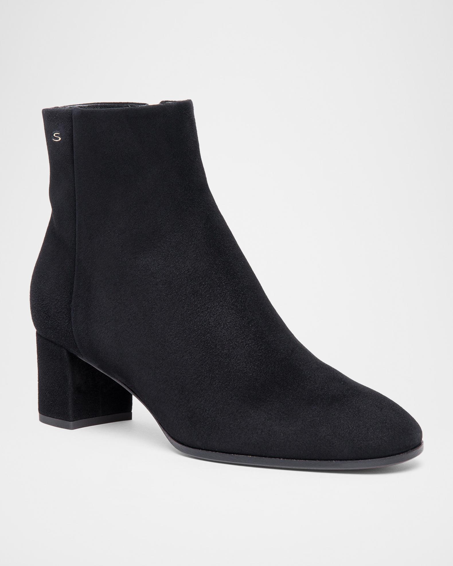 Santoni Suede Block-Heel Ankle Booties | Neiman Marcus