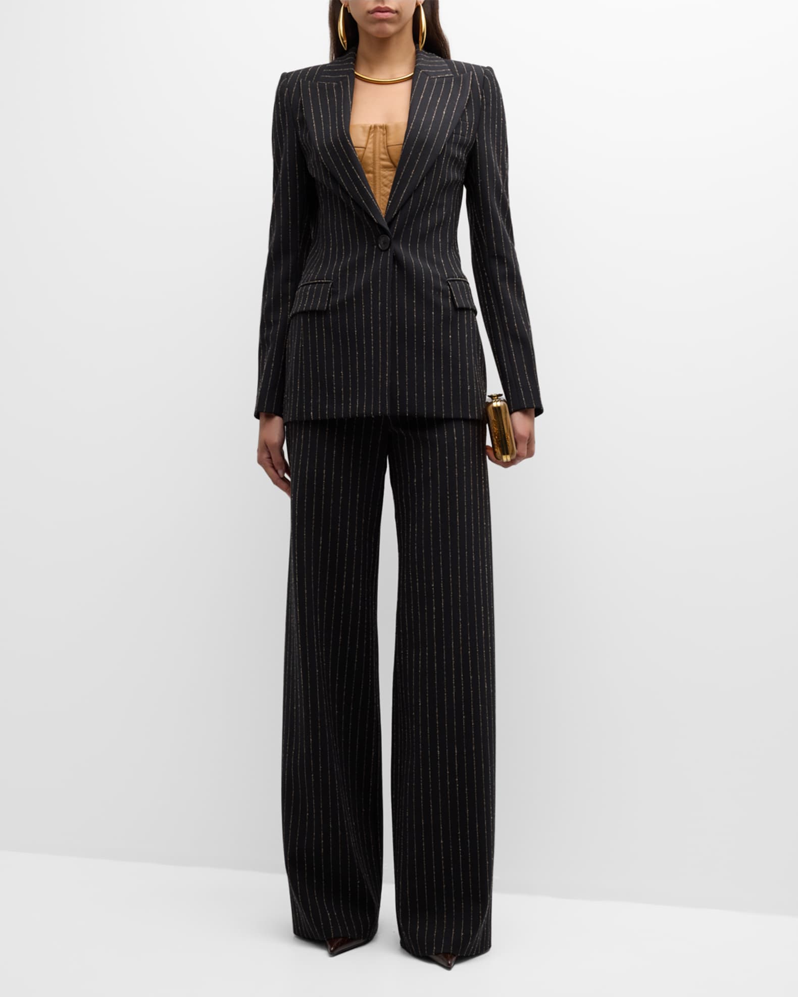 Pinstripe Stretch Suiting Jacket 1