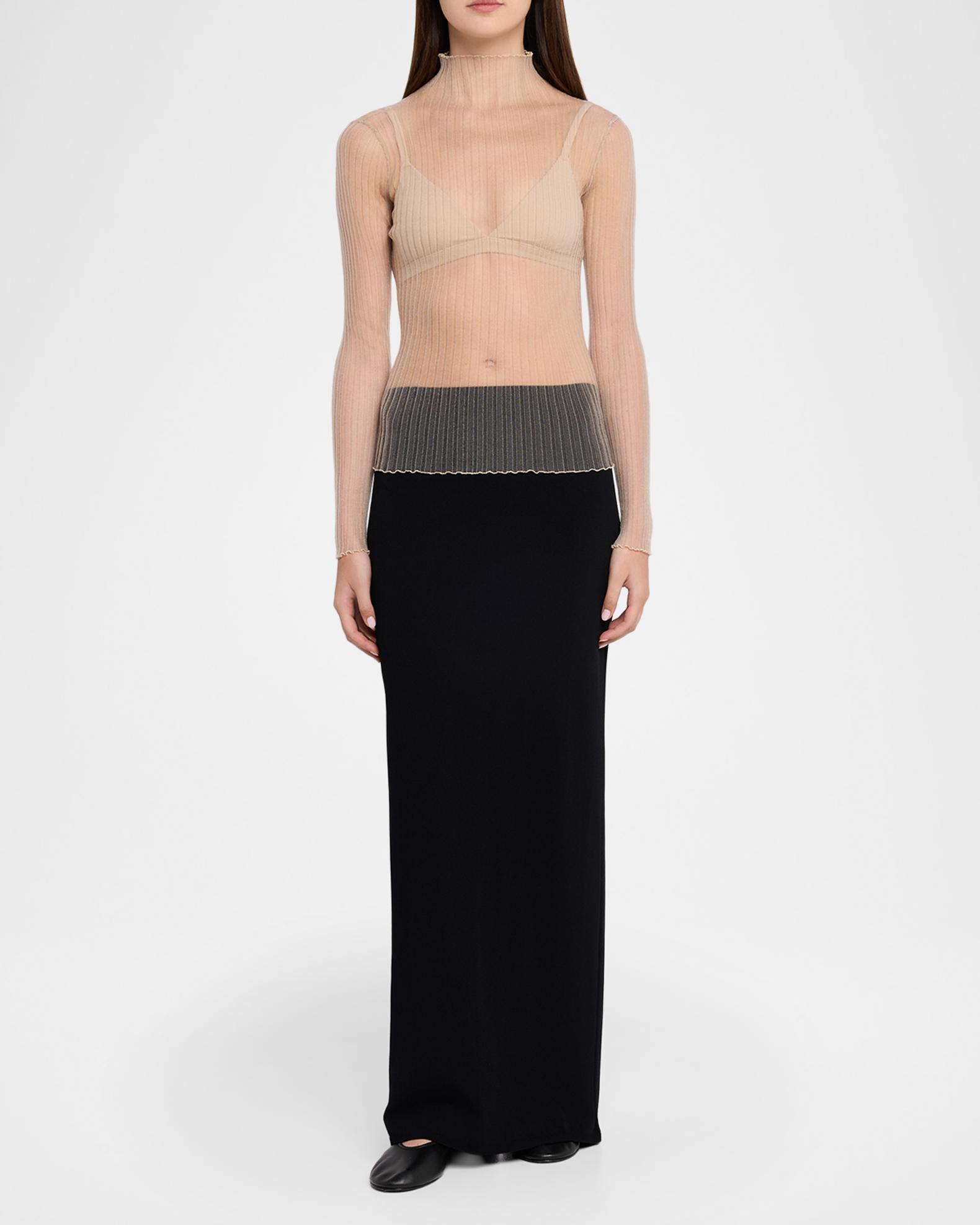 Aisling Camps Modern Mist Translucent Ribbed Turtleneck | Neiman Marcus
