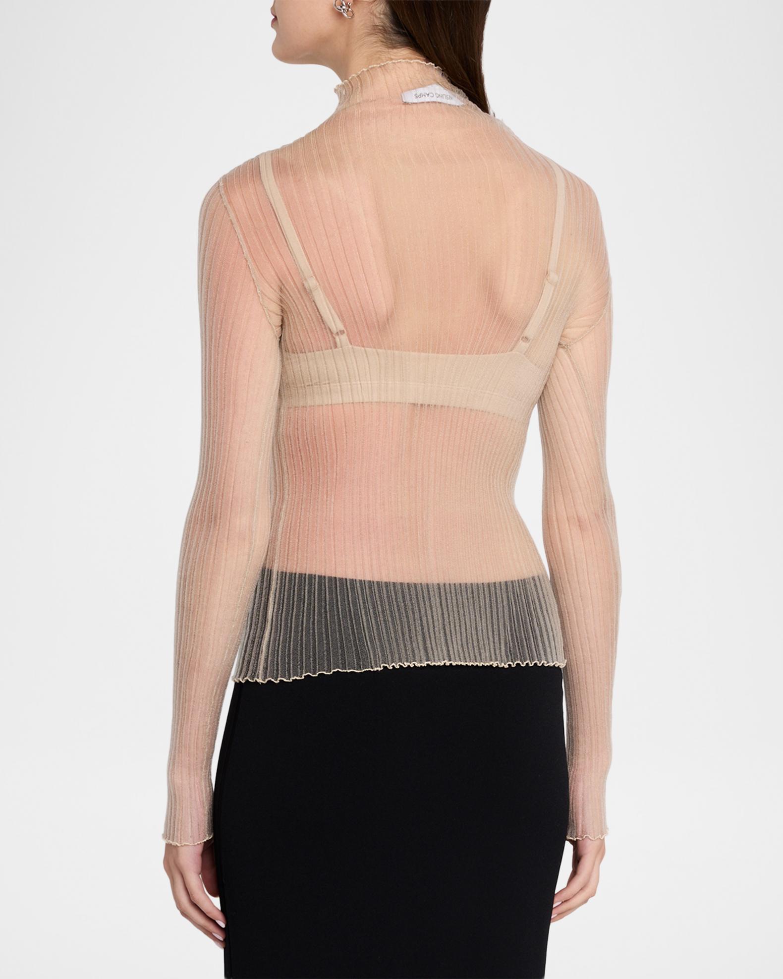 Aisling Camps Modern Mist Translucent Ribbed Turtleneck | Neiman Marcus