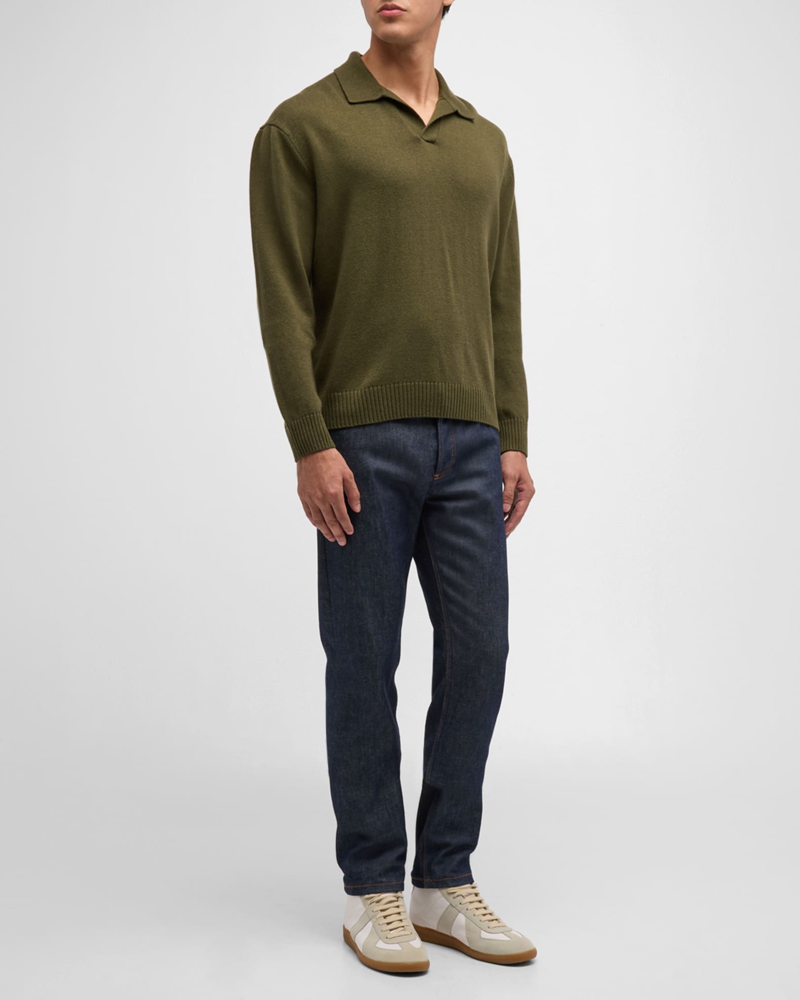 Men's Wool-Silk Polo Sweater 1