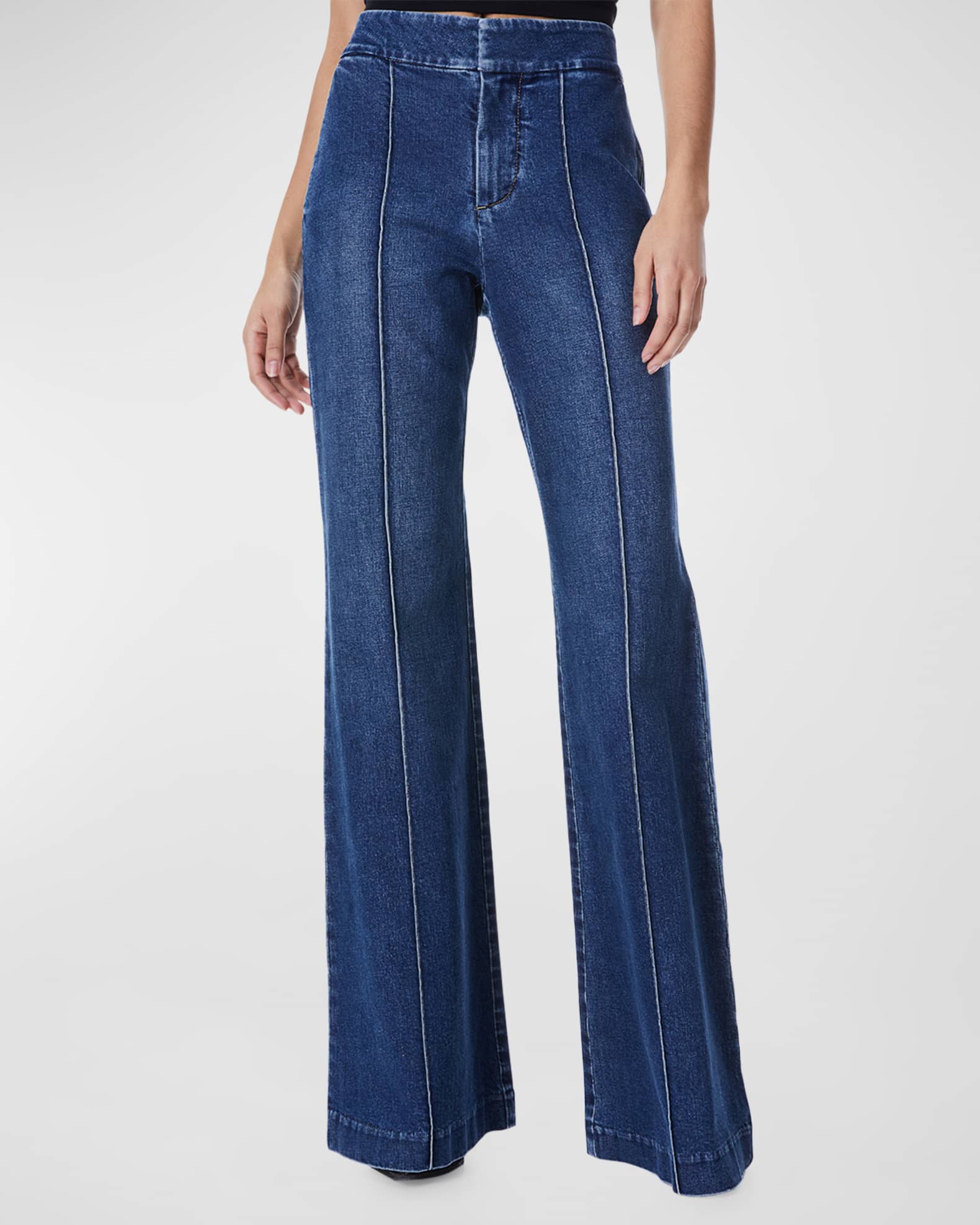 希少✨ダブルアールエル AMERICAN UNION BLUE DENIM Alice + Olivia Double Waistband Wide Leg Jeans | Nordstrom