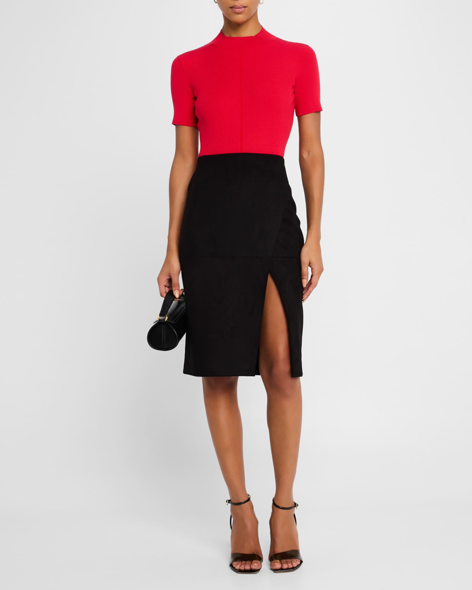 Siobhan Suede Front Slit Wrap Midi Skirt 1