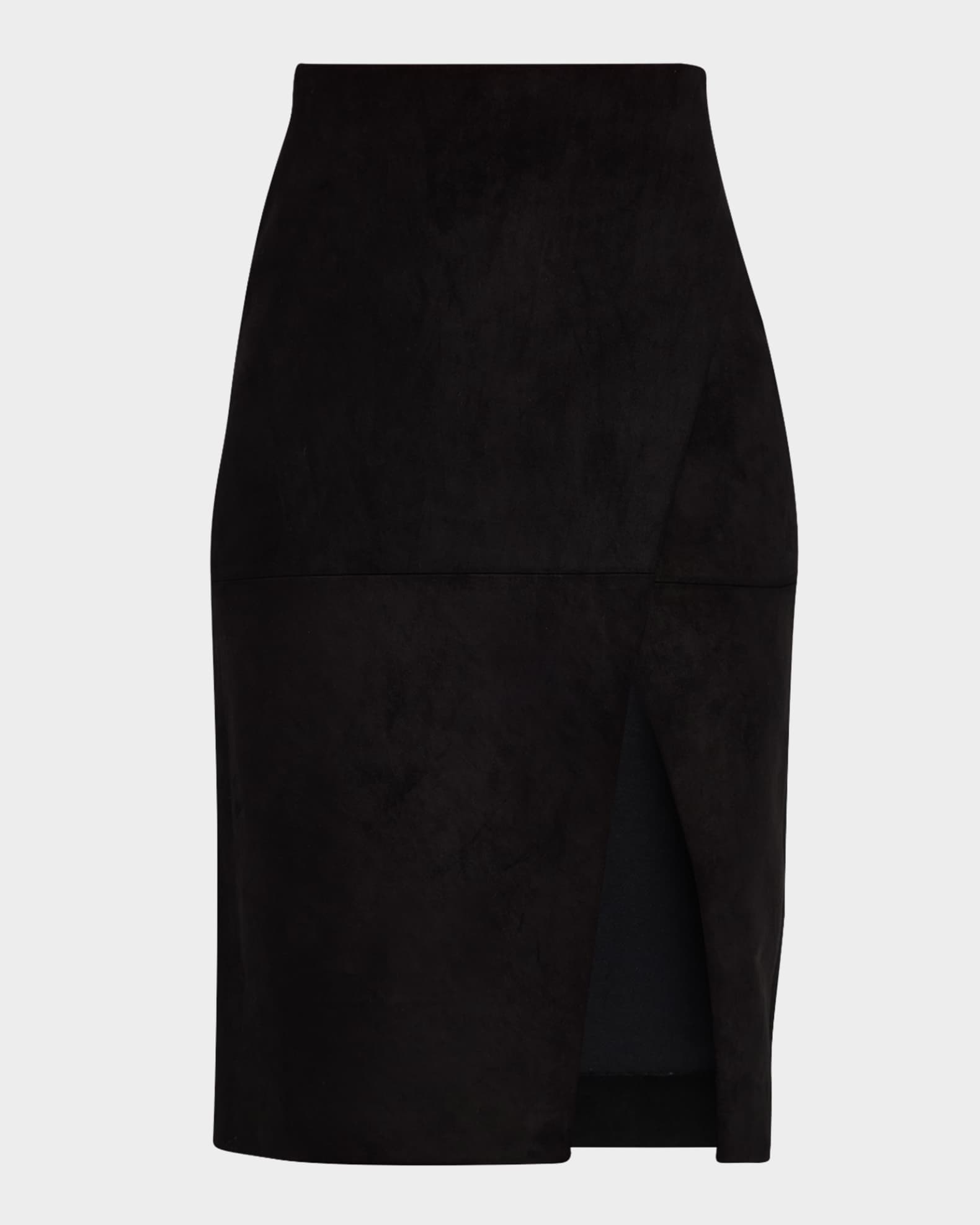 Siobhan Suede Front Slit Wrap Midi Skirt 0