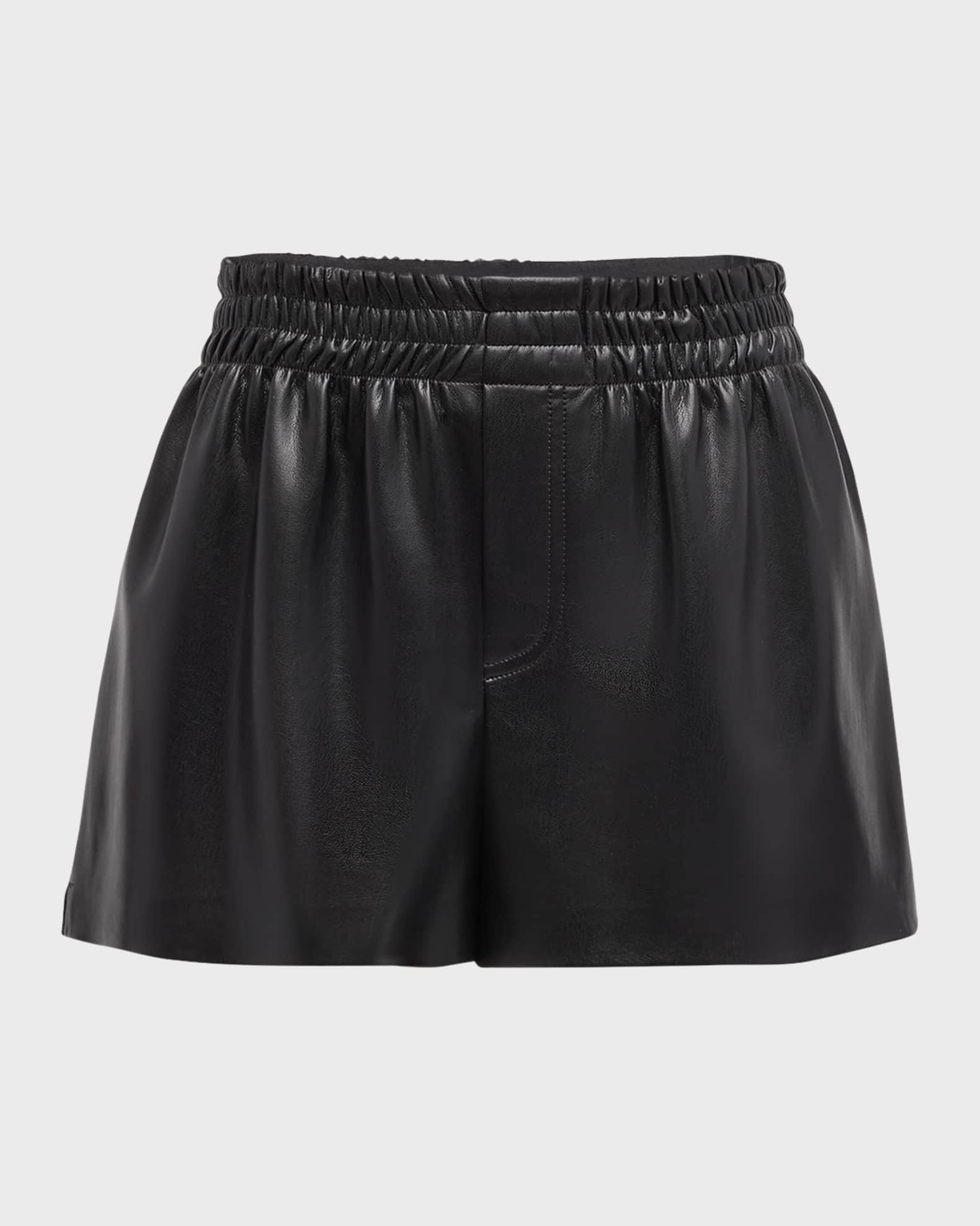 Alice + Olivia Richie Mid-Rise Vegan Leather Boxer Shorts
