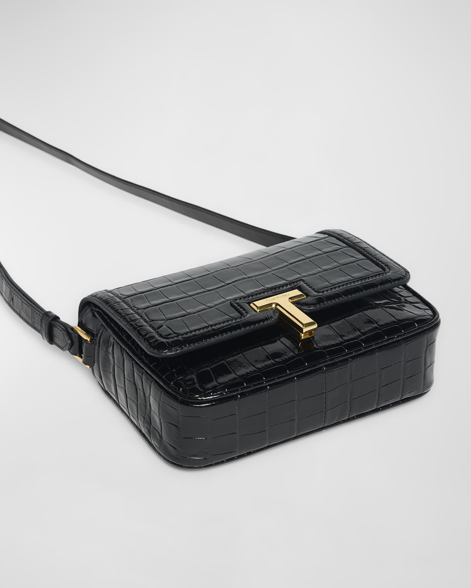 Wallis Stamped Crocodile Leather Small Shoulder Bag  1