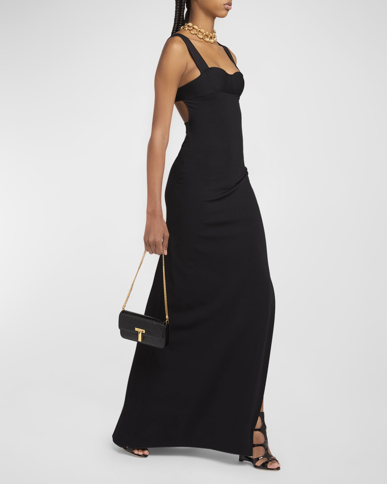 TOM FORD Wallis Stamped Crocodile Leather Mini Chain