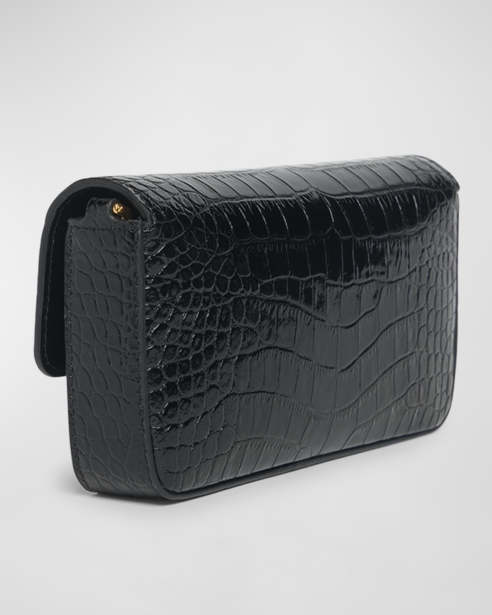 Wallis Stamped Crocodile Leather Mini Chain Shoulder Bag