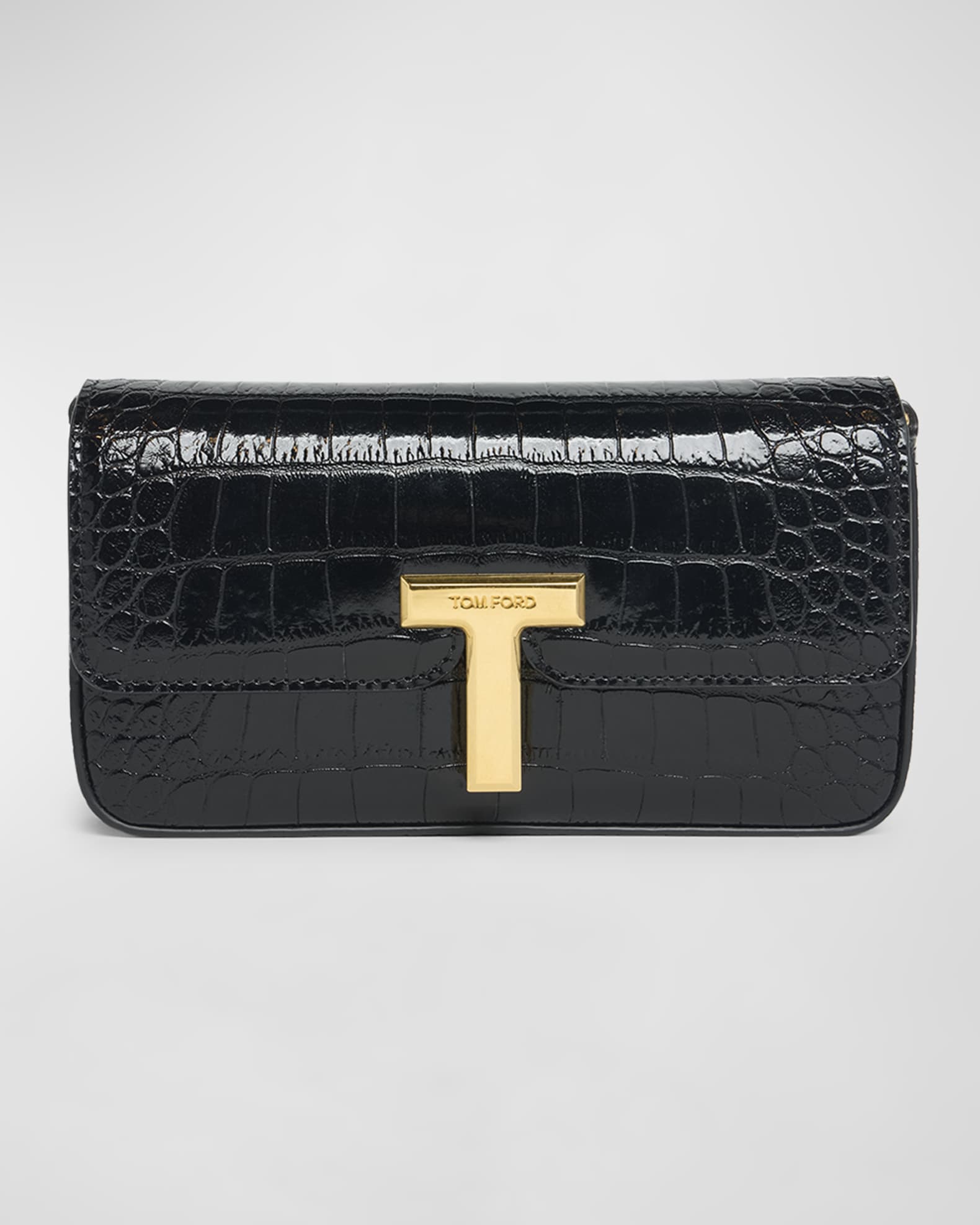 Wallis Stamped Crocodile Leather Mini Chain Shoulder Bag  0
