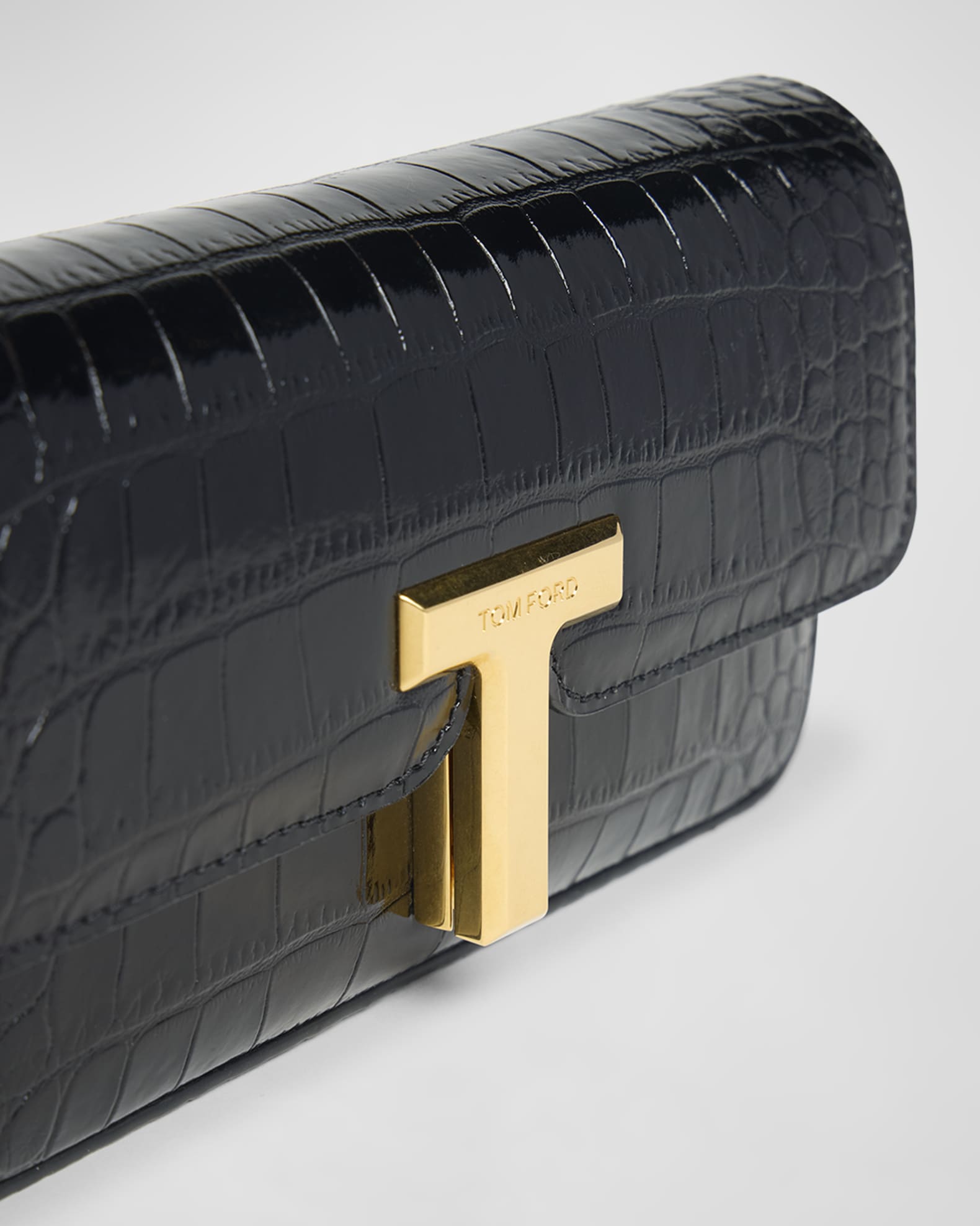 Wallis Stamped Crocodile Leather Mini Chain Shoulder Bag