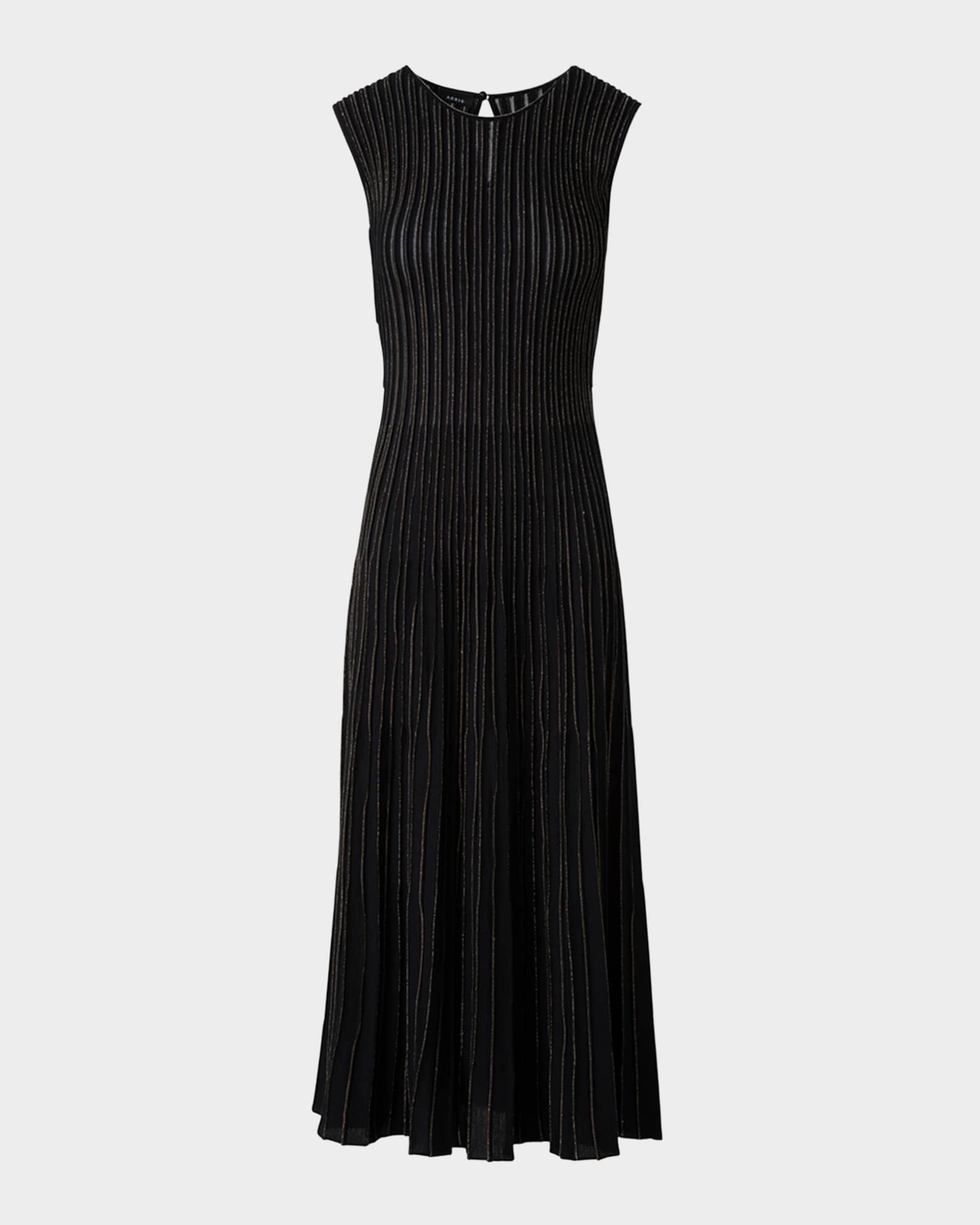 Metallic Pinstripes Knit Sleeveless Midi Dress 0