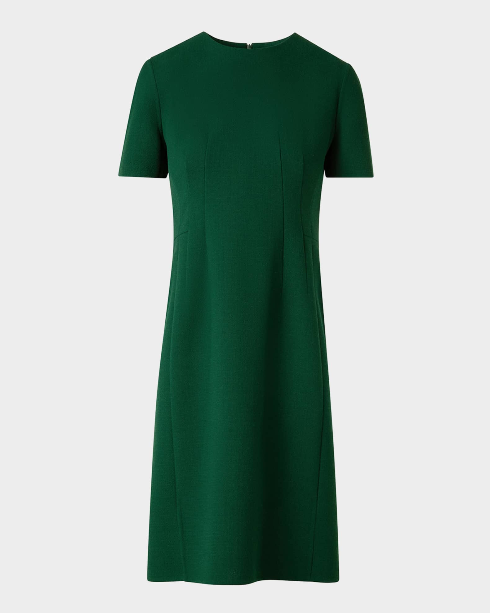 Short-Sleeve Wool Crepe Sheath Dress 0