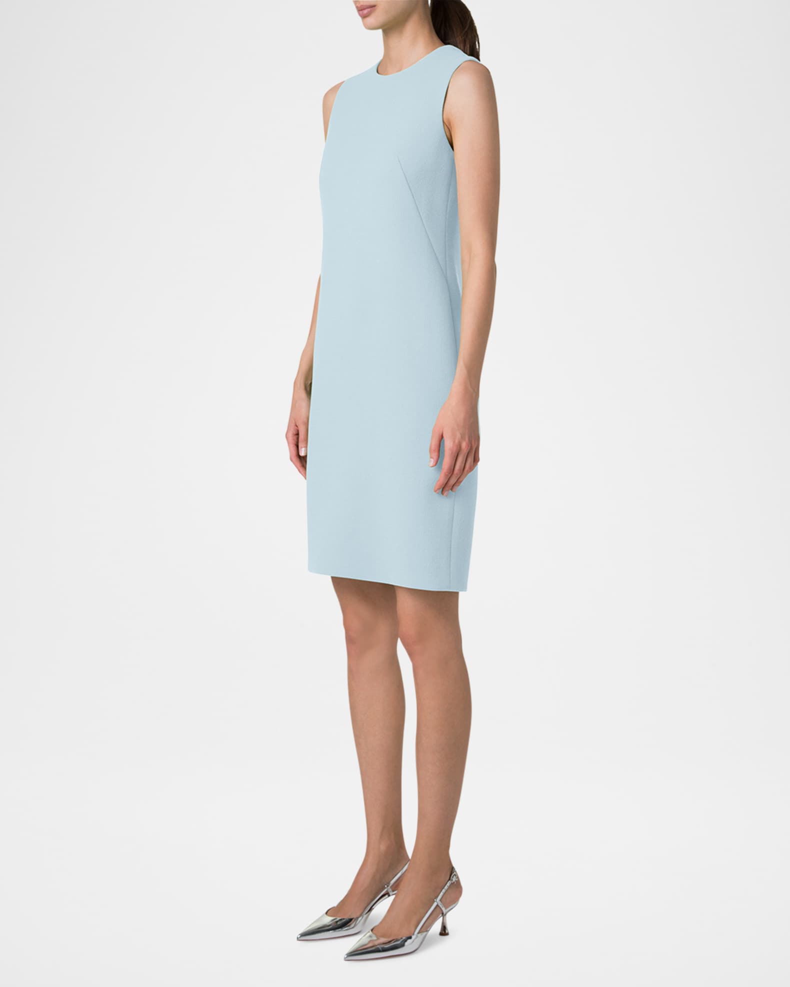 Sleeveless Wool Crepe Double Face Sheath Dress