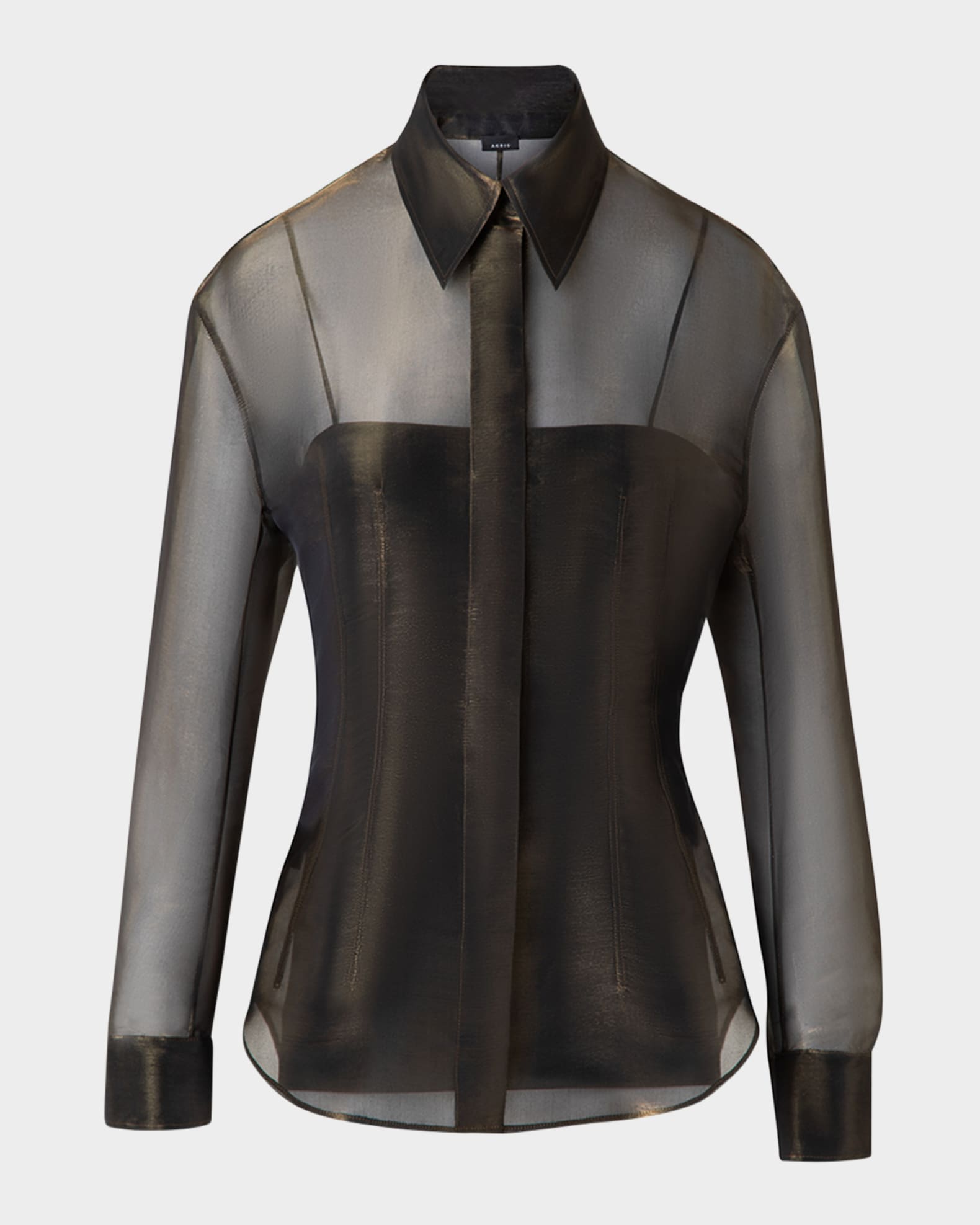Button Down Silk Organza Blouse with Tank 0