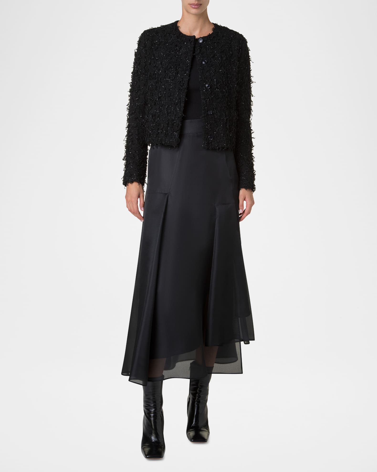 Bea Micro Sequin Fringed Boucle Shirt Jacket 1