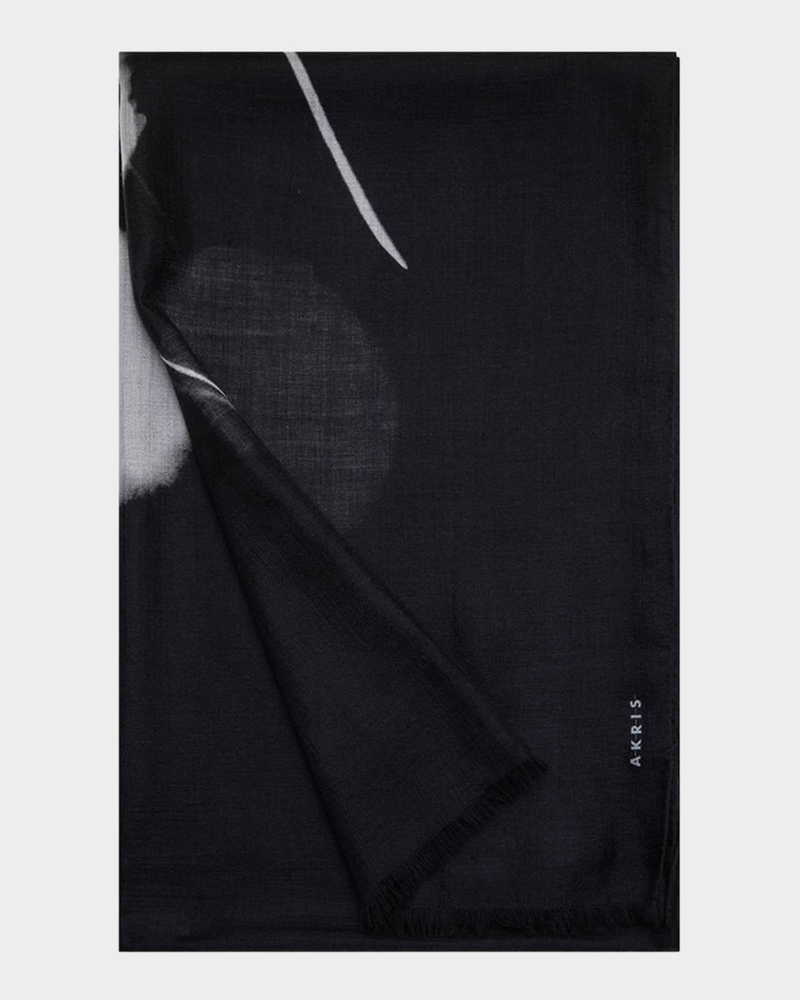 Windflower Print Cashmere-Silk Scarf