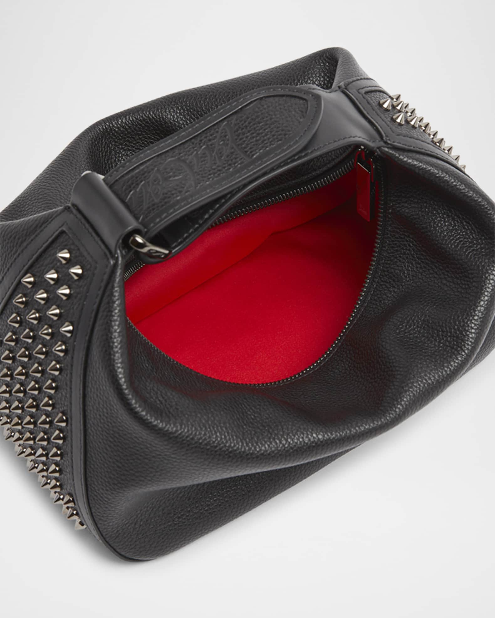 Funky Dopp Spike Leather Pouch Top Handle Bag