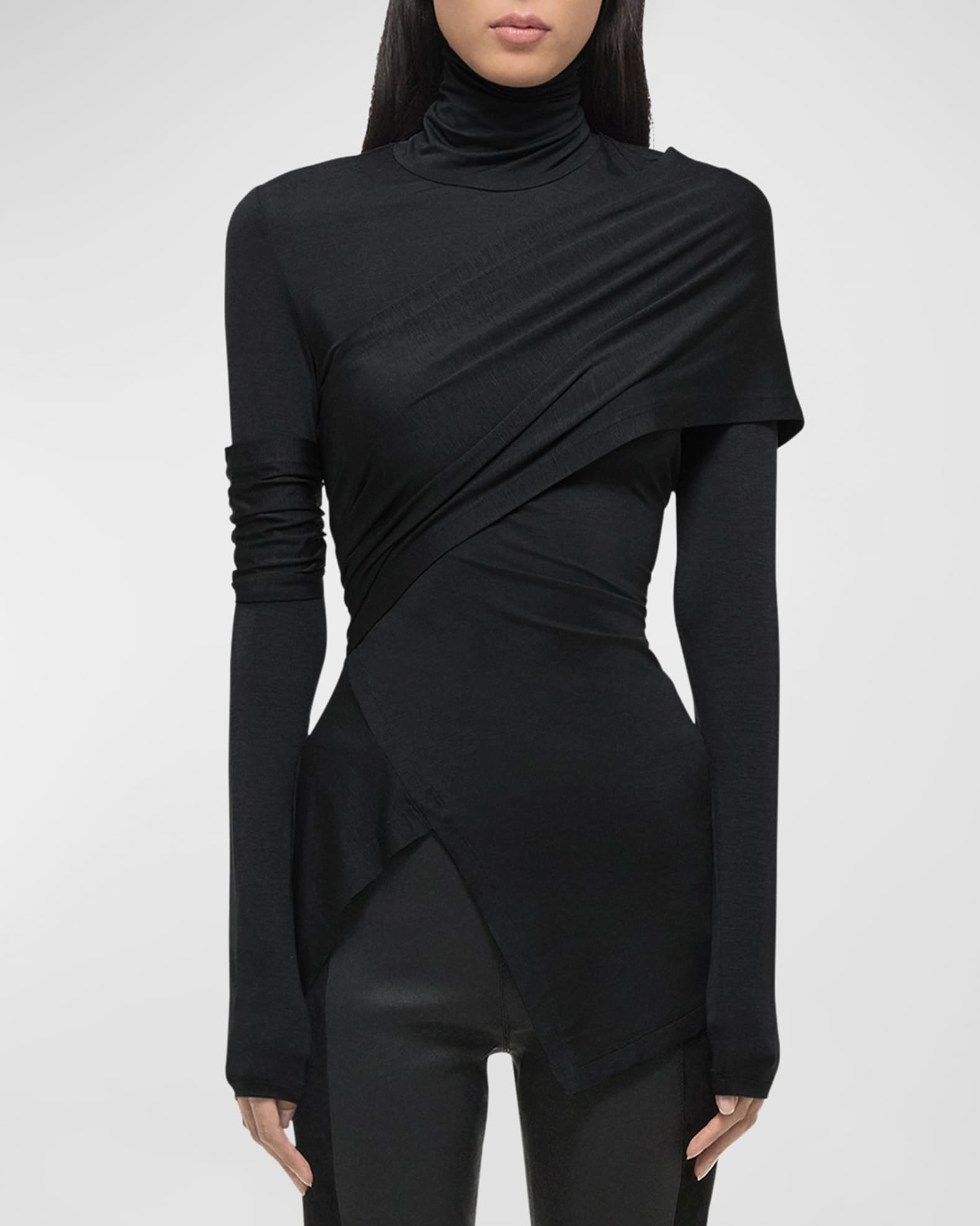 【在庫あり/即出荷可】 Draped Knit Turtleneck Top トップス
