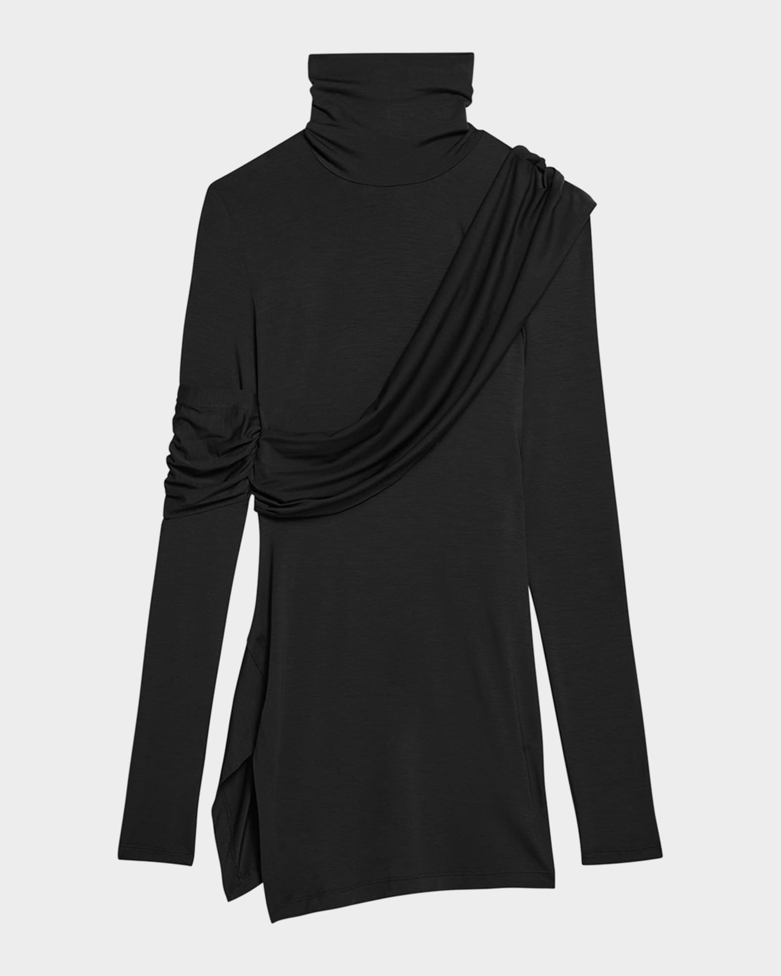 Draped Knit Turtleneck Top 0