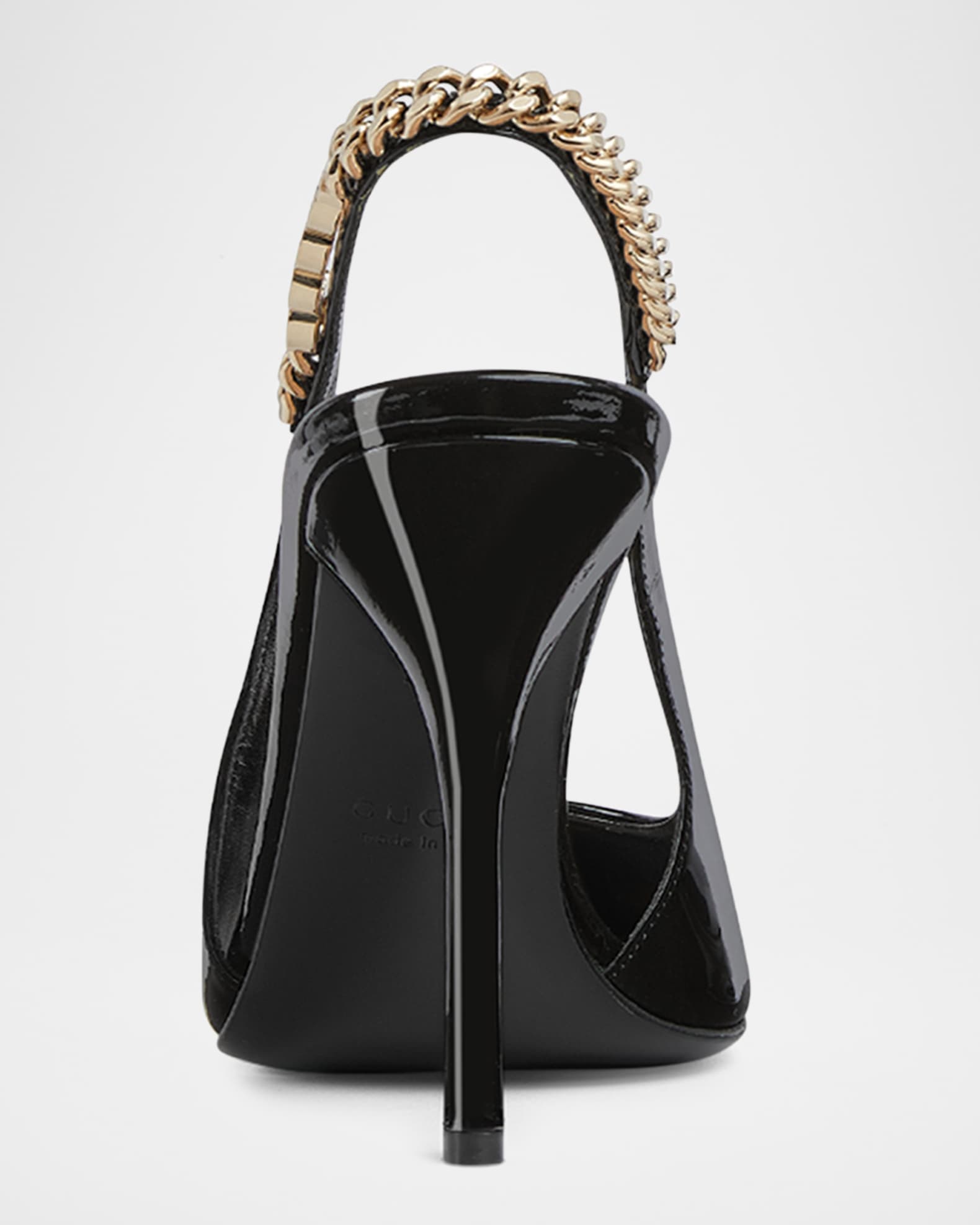 Gucci Signoria Patent Chain Slingback Pumps | Neiman Marcus