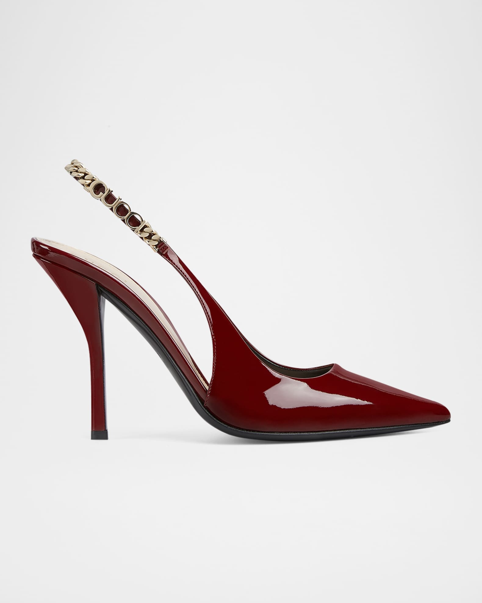 Signoria Patent Chain Slingback Pumps 0