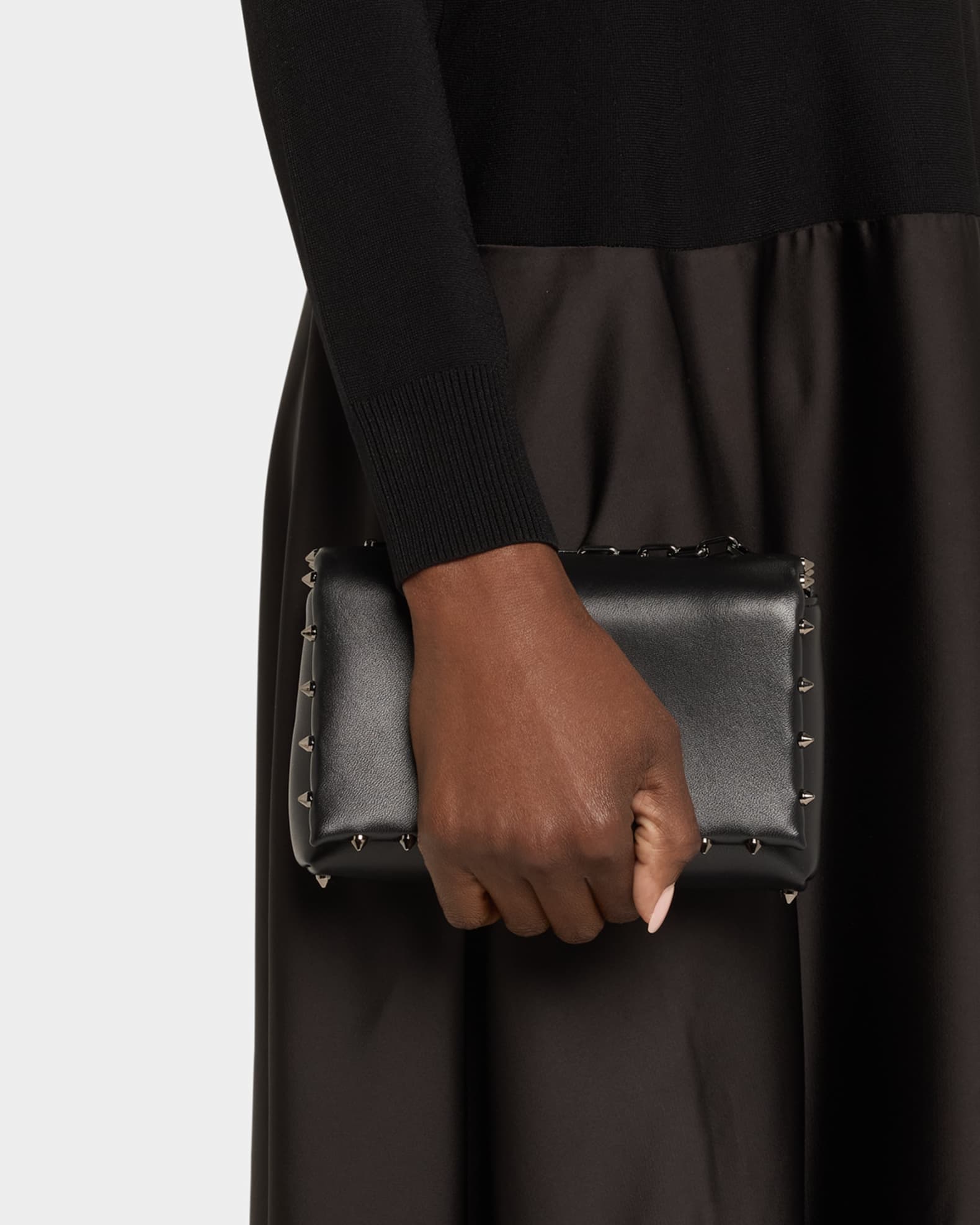 Spiky Soft Pouch Bag in Napa Leather  1